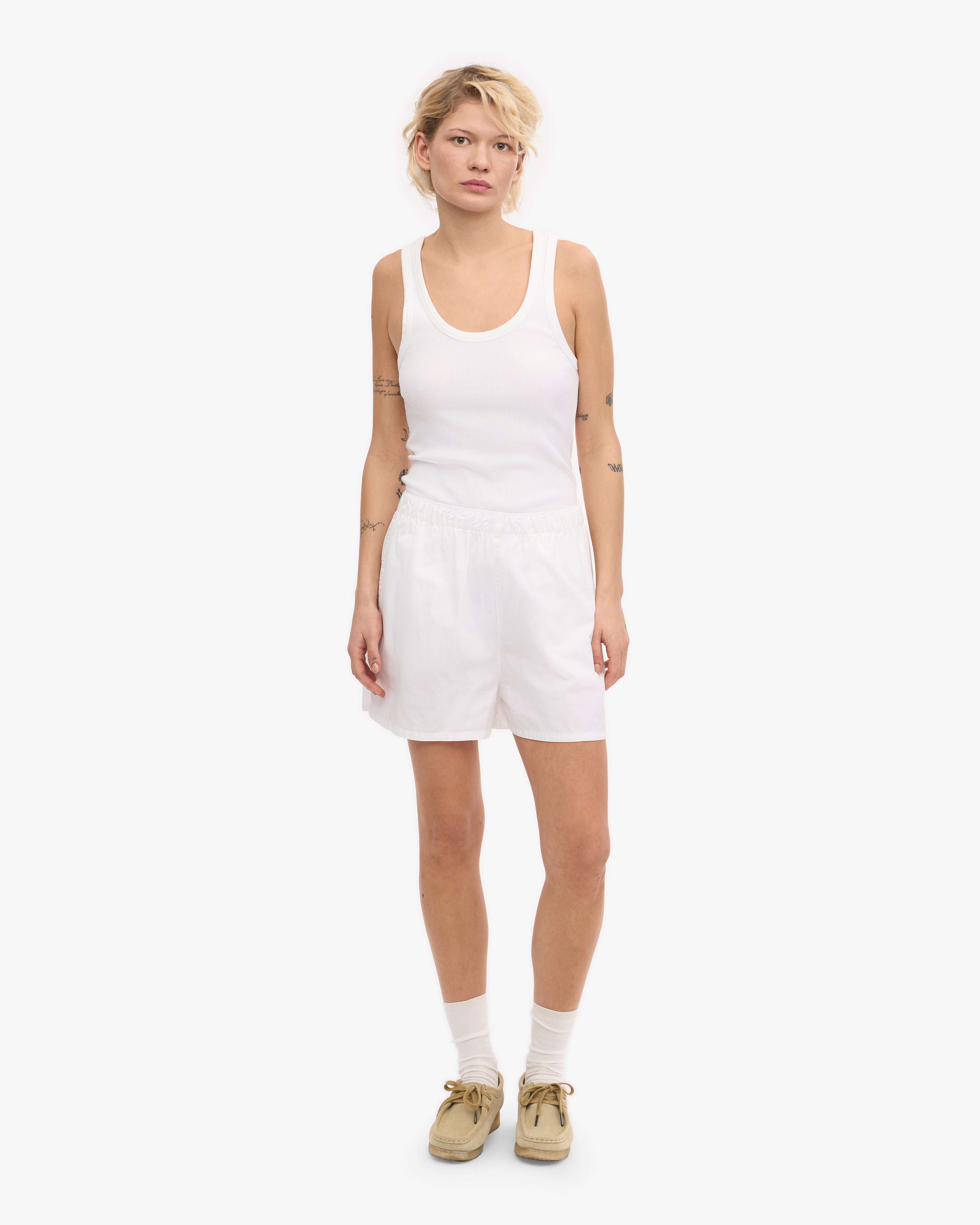 Organic Cotton Women's Twill Shorts - Comfortable & Breathable Summer Shorts for Casual Wear, Outdoor Activities & Travel | Optical White