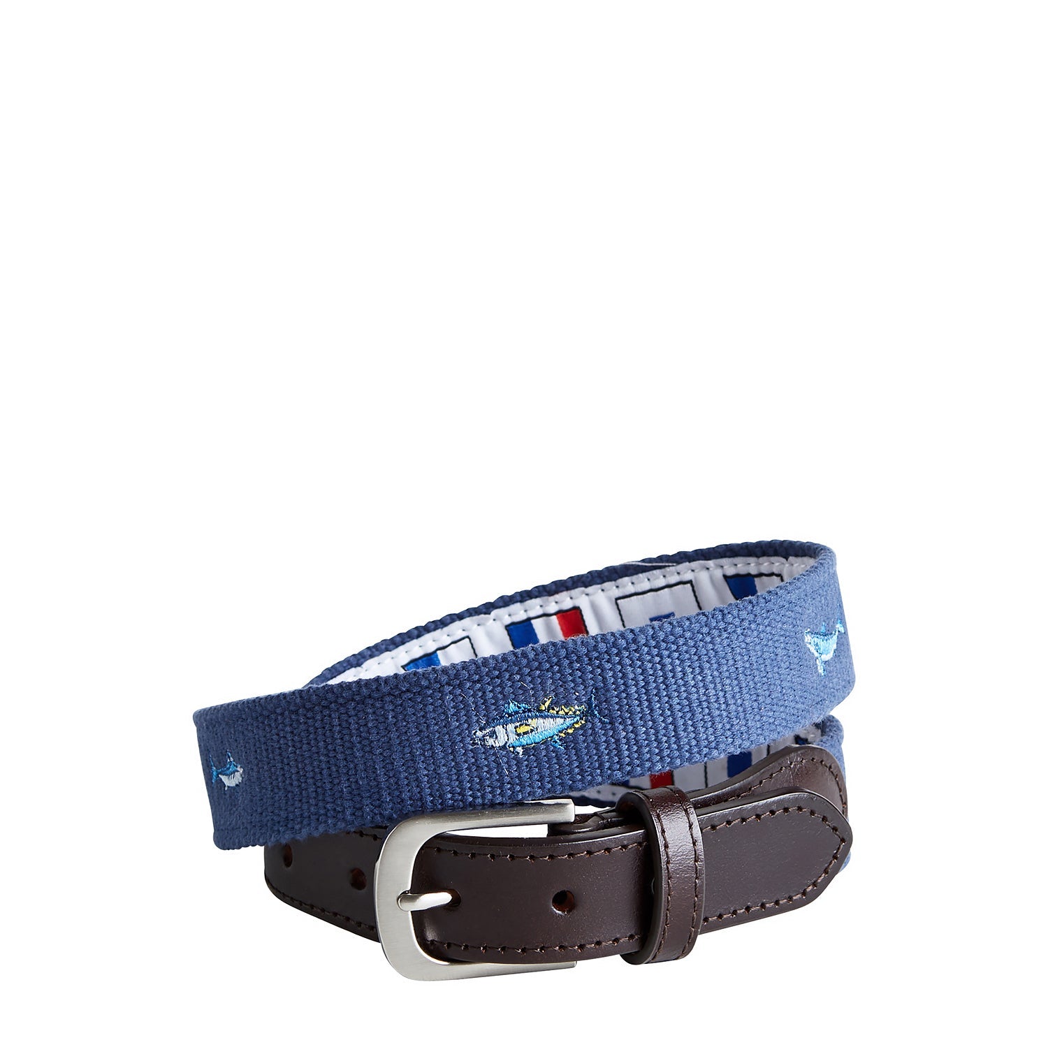 Nantucket Navy Bowsprit Belt with Atlantic Grand Slam Fish Embroidery - Perfect for Nautical Fashion & Outdoor Adventures