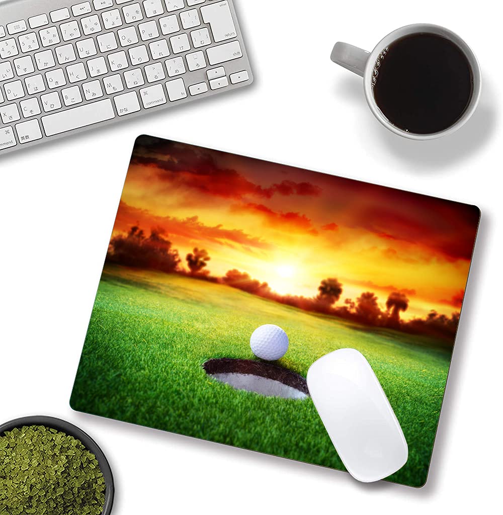 Premium Golf Ball in Hole Mouse Pad - Non-Slip Rubber Base, Waterproof Office Desk Mat for Computers & Laptops - Perfect for Gaming, Work & Home Office Decor