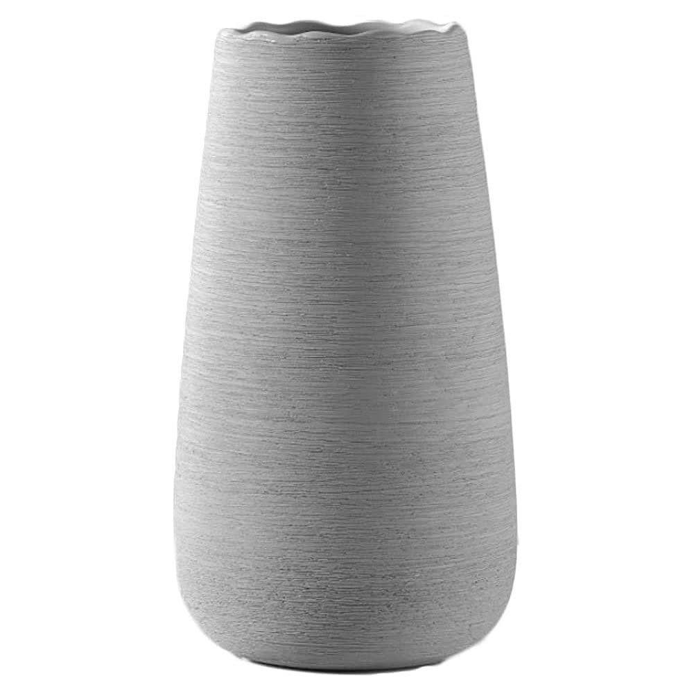 GTKINGD Ceramic Flower Vase - Elegant Gray Home Decor for Living Room, Kitchen & Coffee Table | Wedding Reception Centerpiece | Perfect for Floral Arrangements & Interior Design