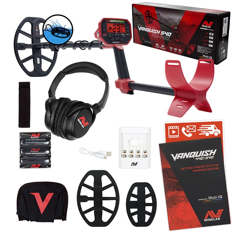 Minelab VANQUISH 540 Pro Pack Metal Detector with Waterproof Coil & Wireless Headphones - Military Discount | Perfect for Treasure Hunting, Beach Metal Detecting & Outdoor Adventures