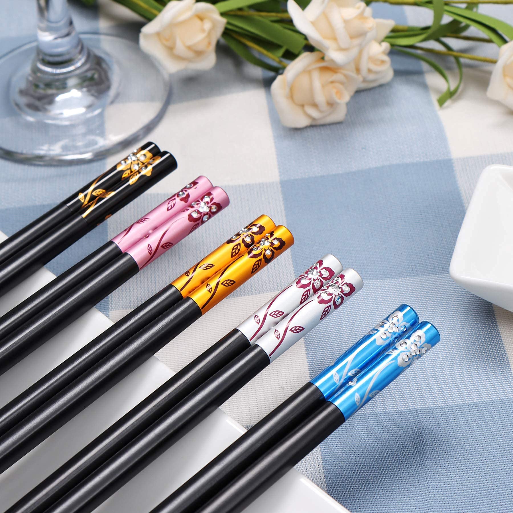 10 Pairs Reusable Fiberglass Chopsticks - Dishwasher Safe, 9.5 Inches, Multicolor - Perfect for Asian Cuisine, Sushi, Noodles & Home Dining