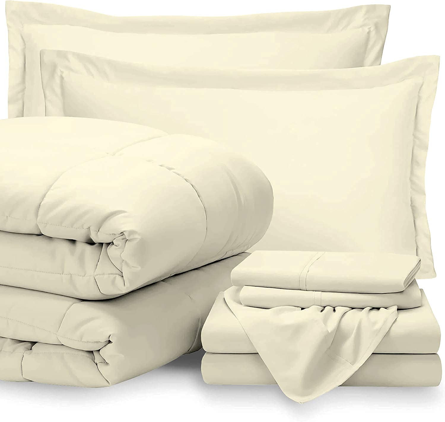 7-Piece Queen Size Bed-in-a-Bag Comforter Set - 600 Thread Count 100% Cotton, 18