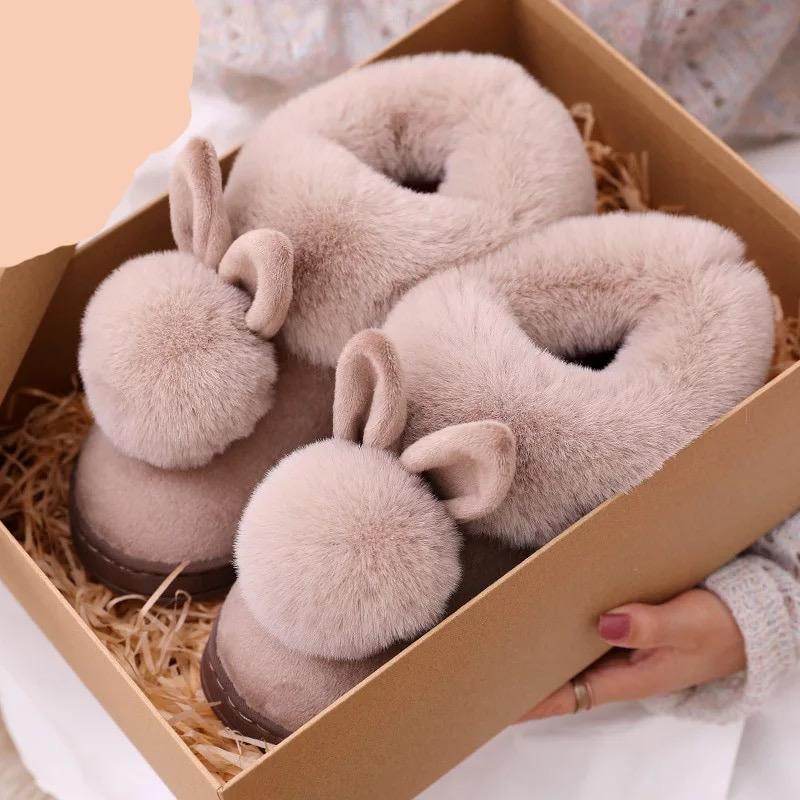 Soft Plush Bunny Slippers for Women & Girls - Cozy Non-Slip Indoor/Outdoor House Shoes - Perfect Gift for Christmas, Birthday & Valentine's Day