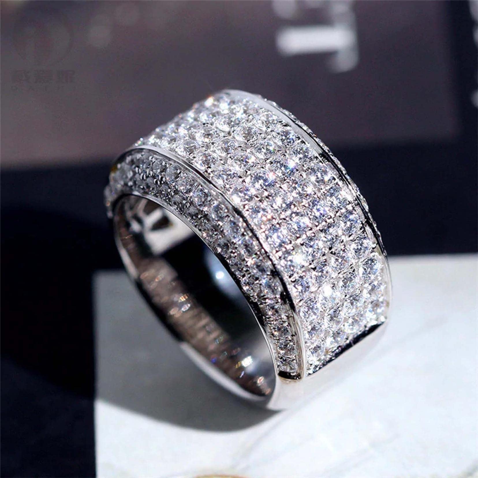 Lucktop Women's 925 Sterling Silver Zircon Engagement Ring - Exquisite Full Diamond Anniversary Ring for Her | Perfect Gift for Christmas, Wedding, Valentine's Day & Birthday | Elegant Jewelry for Wife, Girlfriend & Loved Ones | Ideal for Proposals, Anniversaries & Special Occasions
