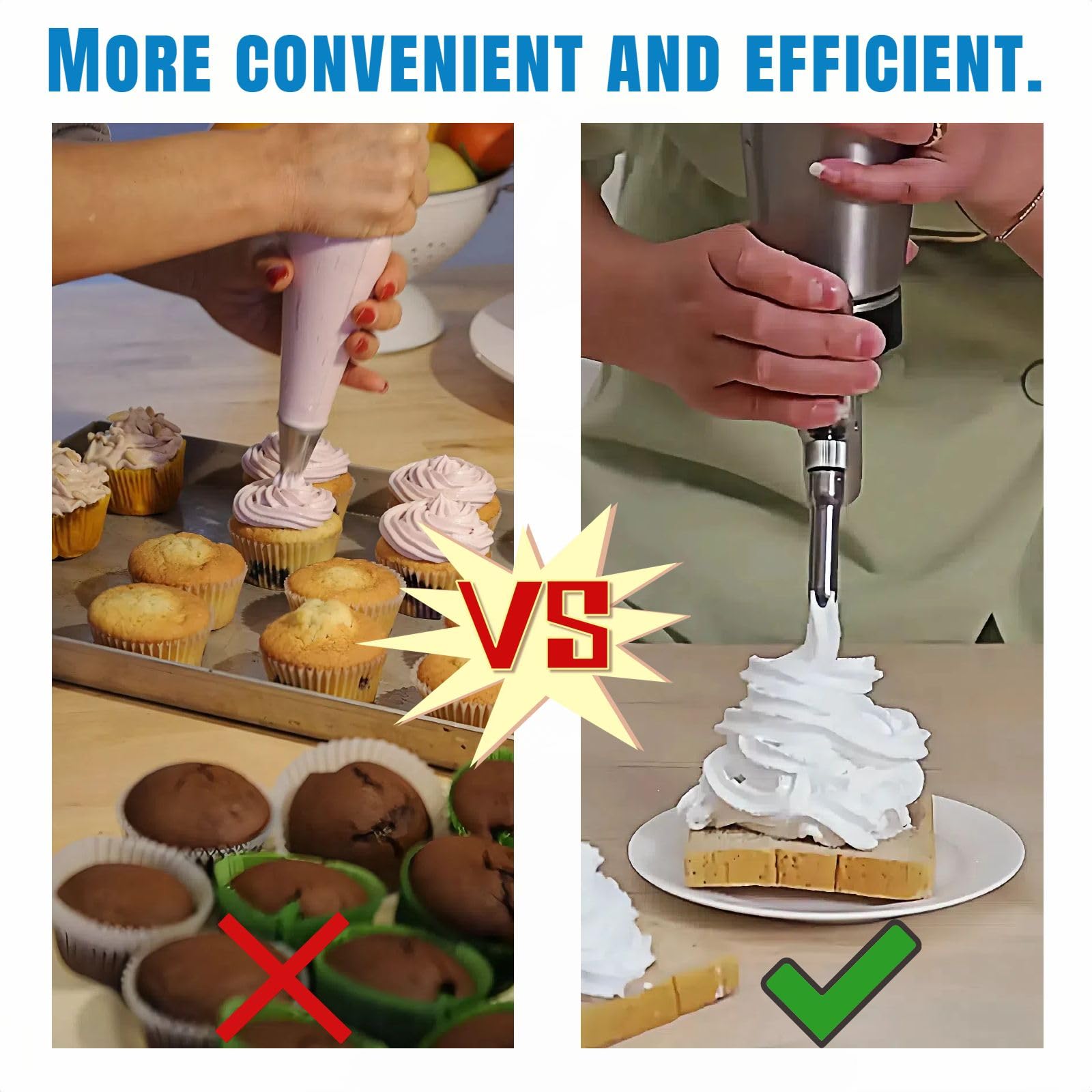 Stainless Steel Whipped Cream Dispenser with Nozzles - 500ml for Baking & Desserts