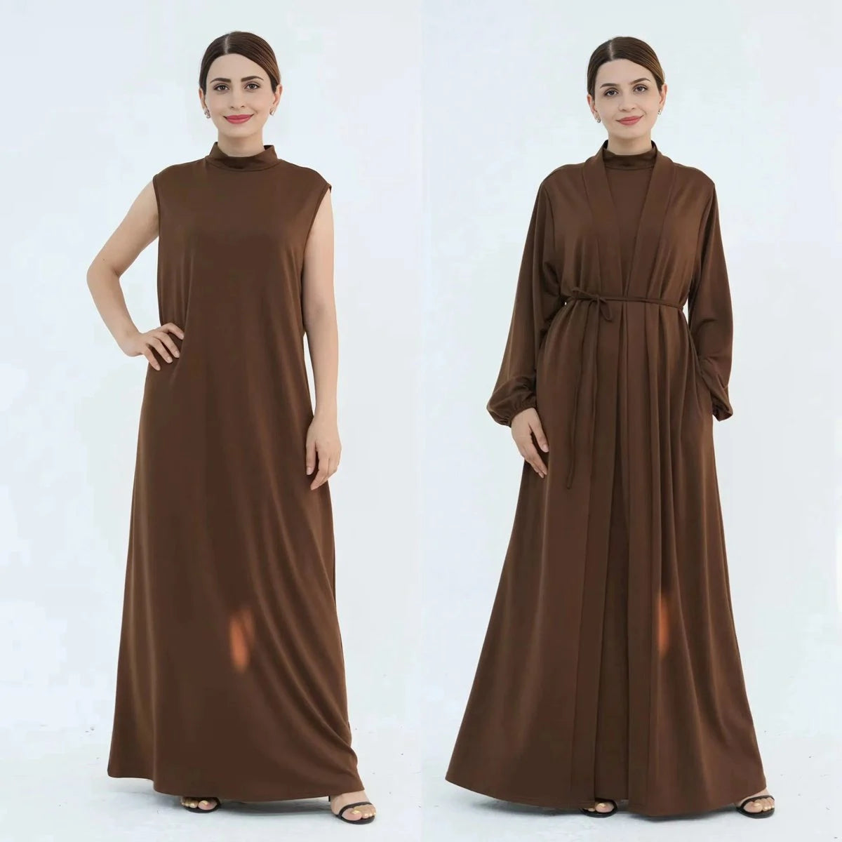 2 Piece Set Muslim Abaya Dress for Women - Modest Islamic Fashion for Prayer, Mosque & Everyday Wear