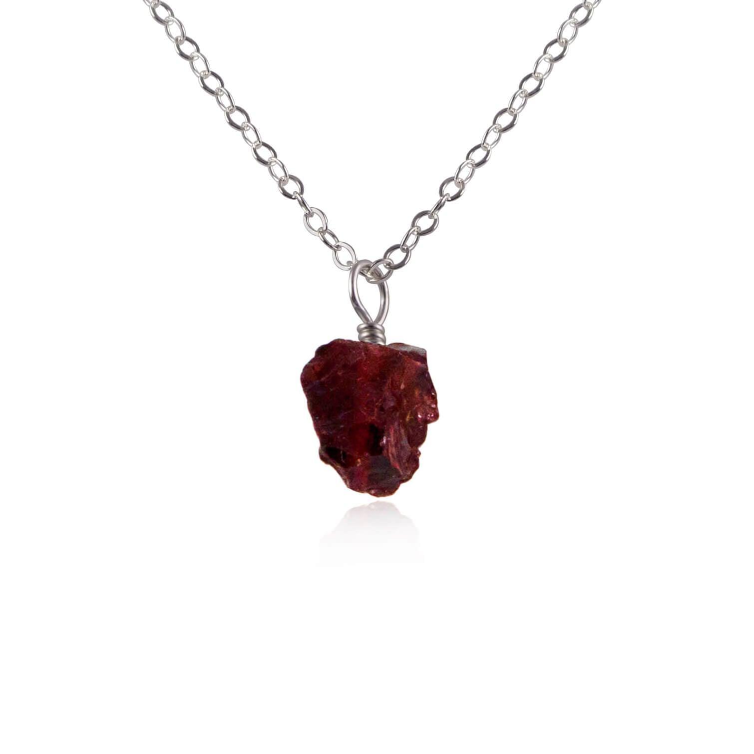 Natural Tiny Raw Garnet Pendant Necklace for Women - Bohemian Crystal Jewelry Gift for Birthday, Valentine's Day | Perfect for Layering, Everyday Wear & Special Occasions