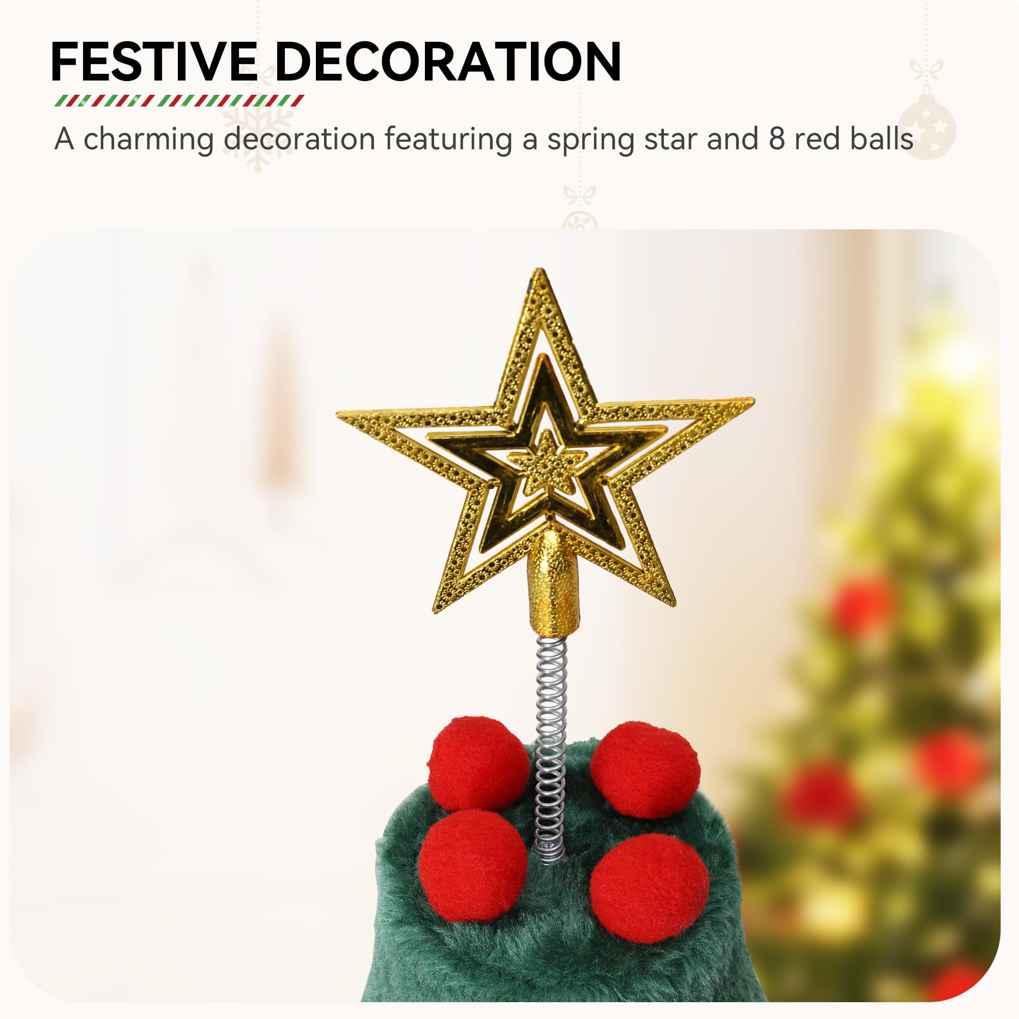 YITAHOME 52-inch Christmas Cat Tree with 2 Cozy Cat Houses - Indoor Cat Tower Furniture with Teaser Toy for Play & Holiday Decor - Perfect for Living Room, Bedroom & Christmas Gift for Cat Lovers