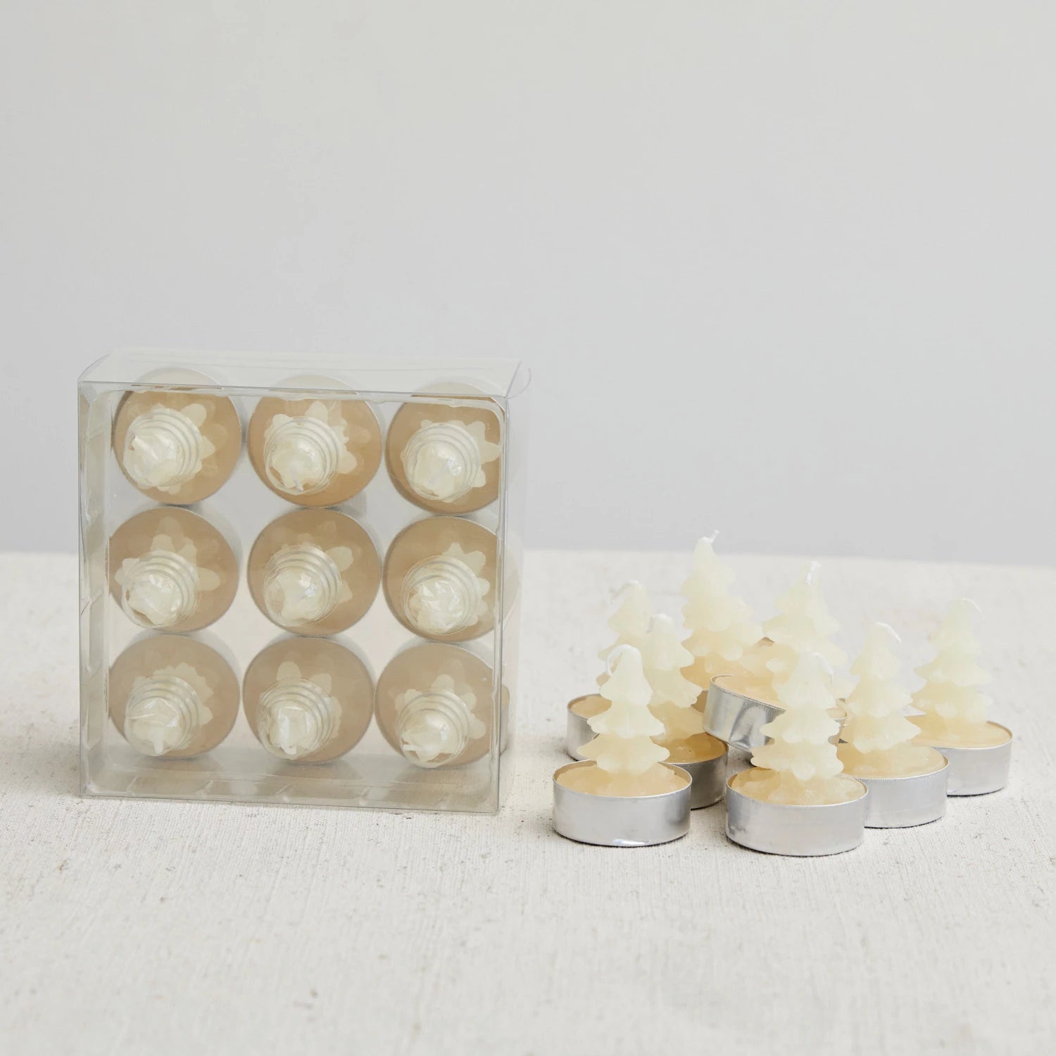 Christmas Tree Tea Light Set - 12 Pack LED Flameless Candles for Holiday Decor, Home, Party & Wedding Ambiance