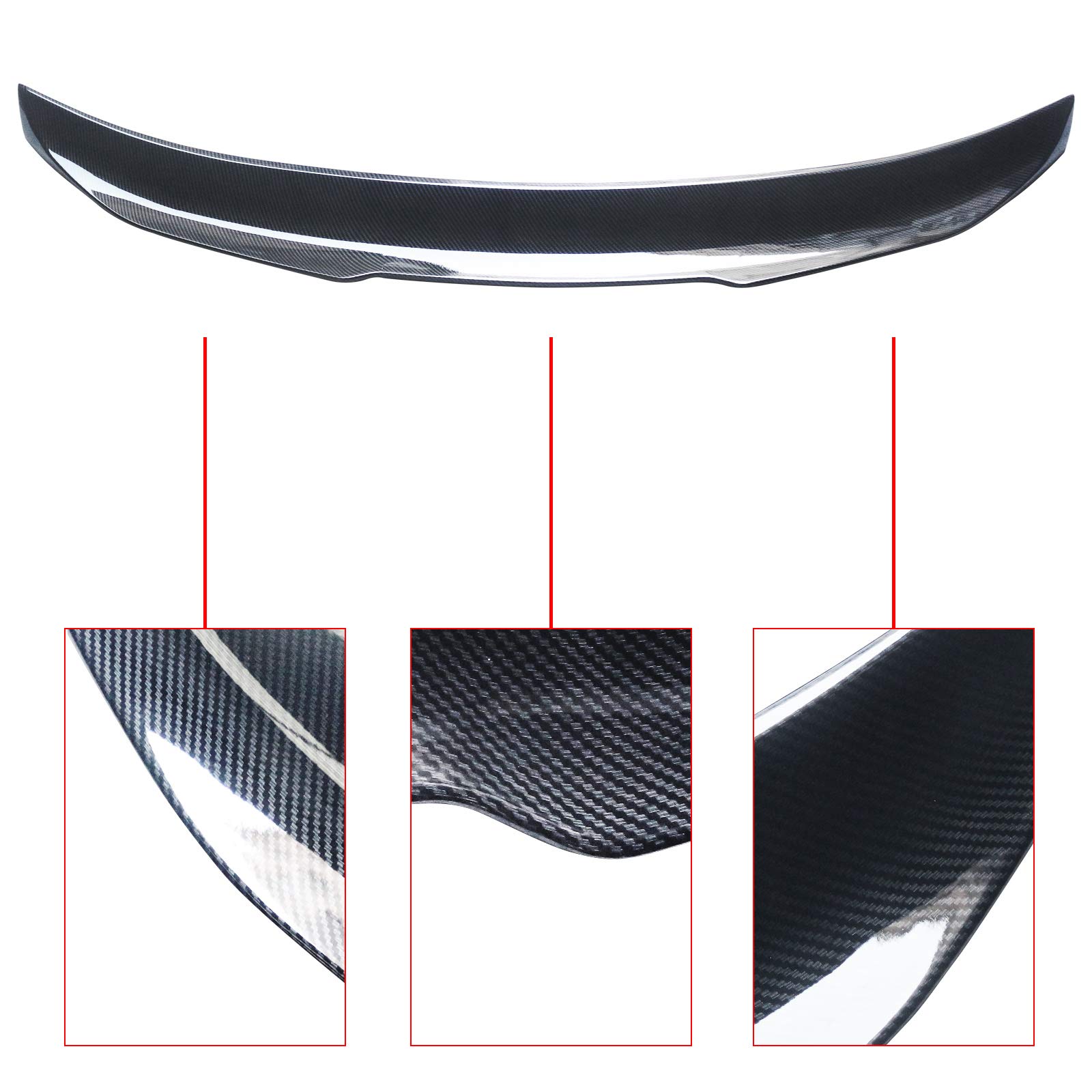 2014-2024 Infiniti Q50 Q50S Sedan ABS Carbon Fiber Rear Spoiler Wing - PSM Style Trunk Lip Splitter for Enhanced Aerodynamics & Sporty Look - Perfect for Car Enthusiasts & Street Racing