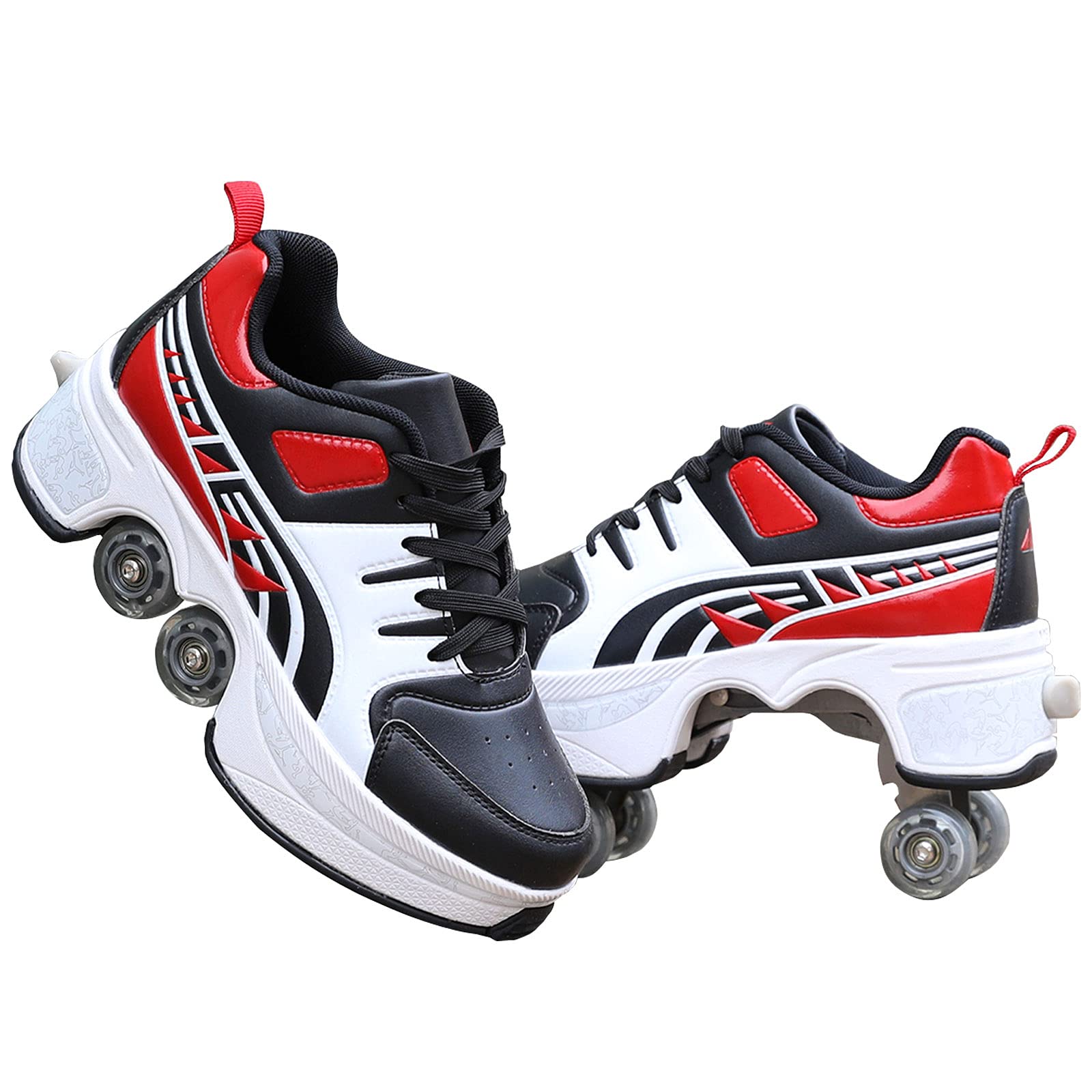 YUNWANG 2-in-1 Roller Shoes - Convertible Running Shoes with Removable Wheels for Parkour & Skating | Unisex Inline Skate Shoes for Outdoor Sports & Fitness Training