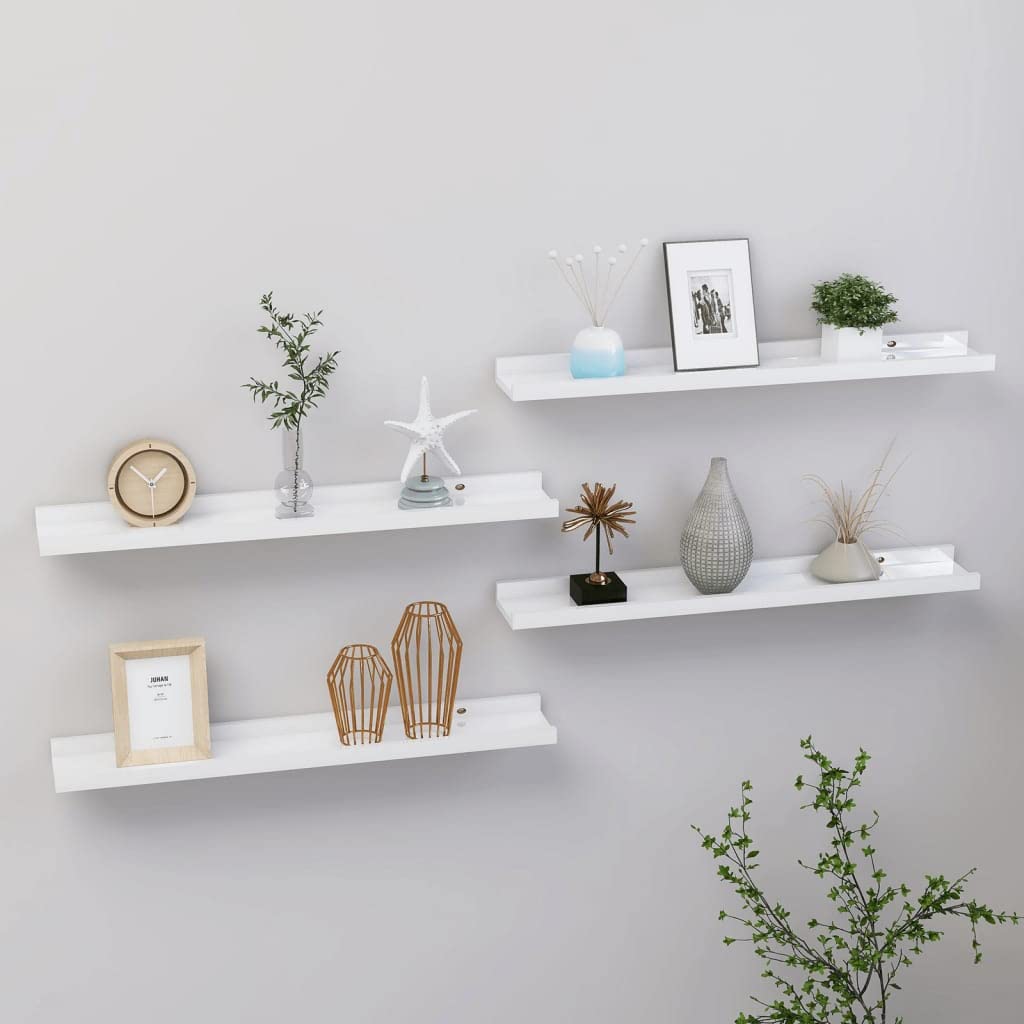 4-Pack High Gloss White Floating Wall Shelves - 23.6