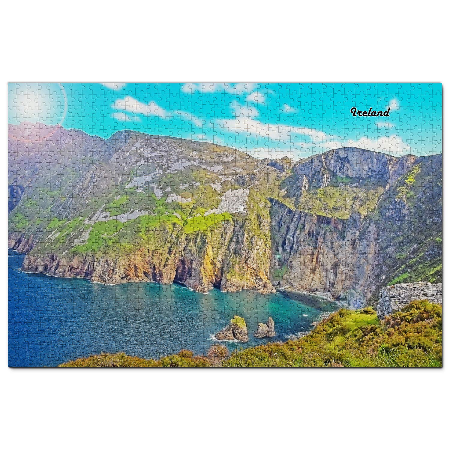 1000 Piece Ireland Slieve League Carrick Jigsaw Puzzle - Premium Wooden Travel Souvenir & Home Decor for Adults, Perfect for Relaxation & Family Game Night