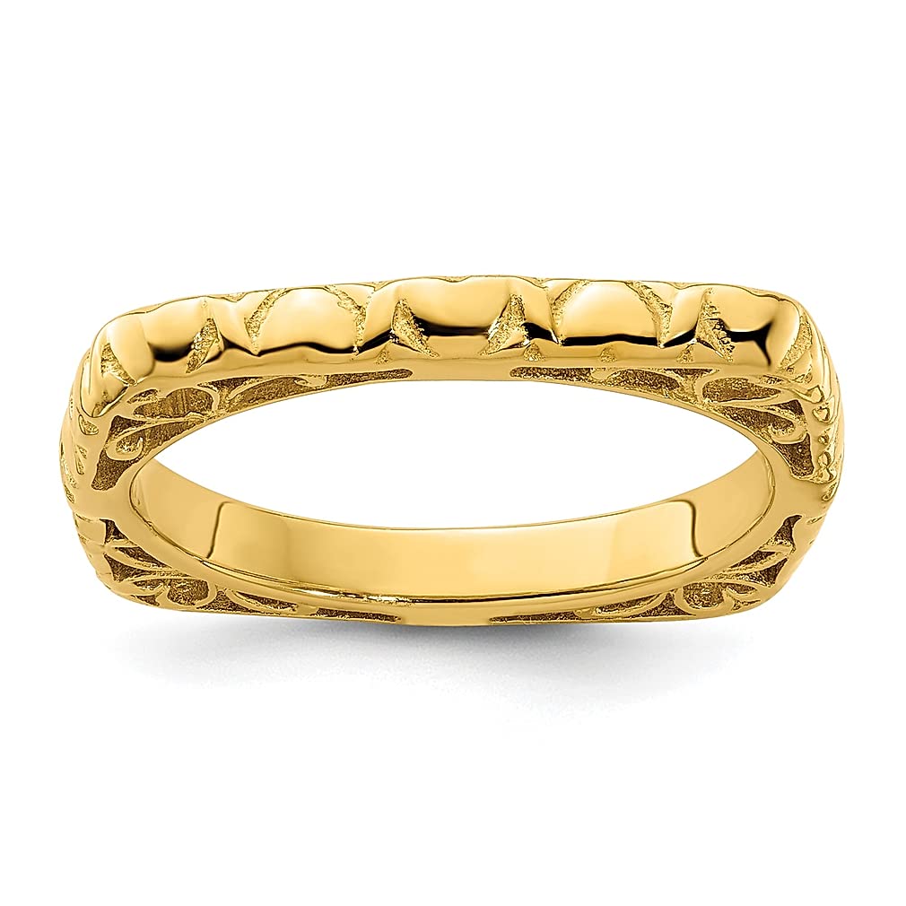 925 Sterling Silver Gold Plated Square Stackable Rings for Women - Dainty Minimalist Jewelry Set - Perfect Gift for Her, Birthday, Anniversary & Everyday Elegance
