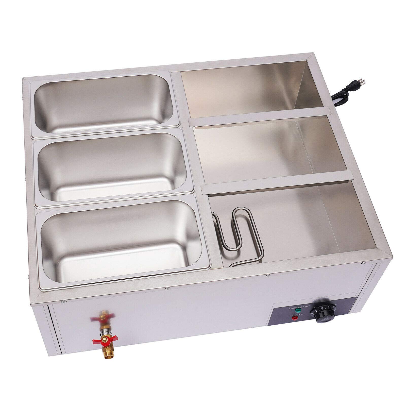 Commercial Food Warmer - 850W Electric Countertop Steam Table with 6 Pans, 15cm/6inch Deep Stainless Steel Bain Marie - Large 7 Quart Capacity (6x7, Silver) - Perfect for Buffets, Catering, Restaurants & Large Events