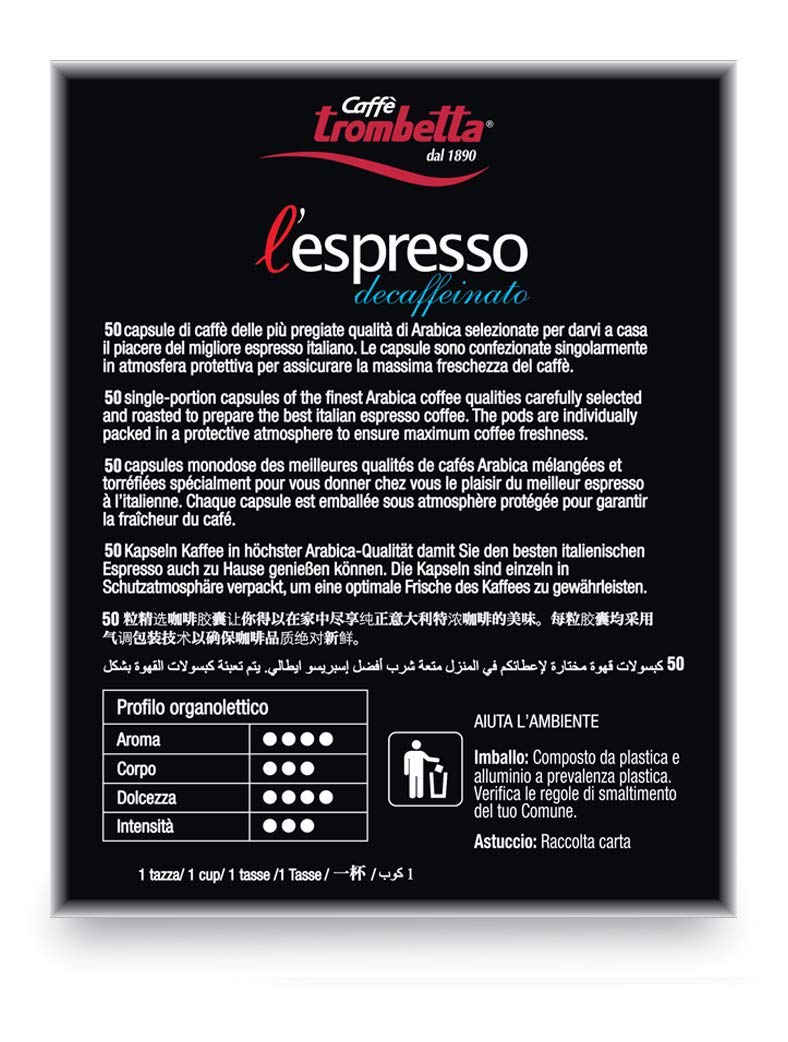 Trombetta Espresso Capsules for Nespresso Machines - Rich Italian Coffee Pods (50 Count) - Perfect for Home Brewing & Office Use