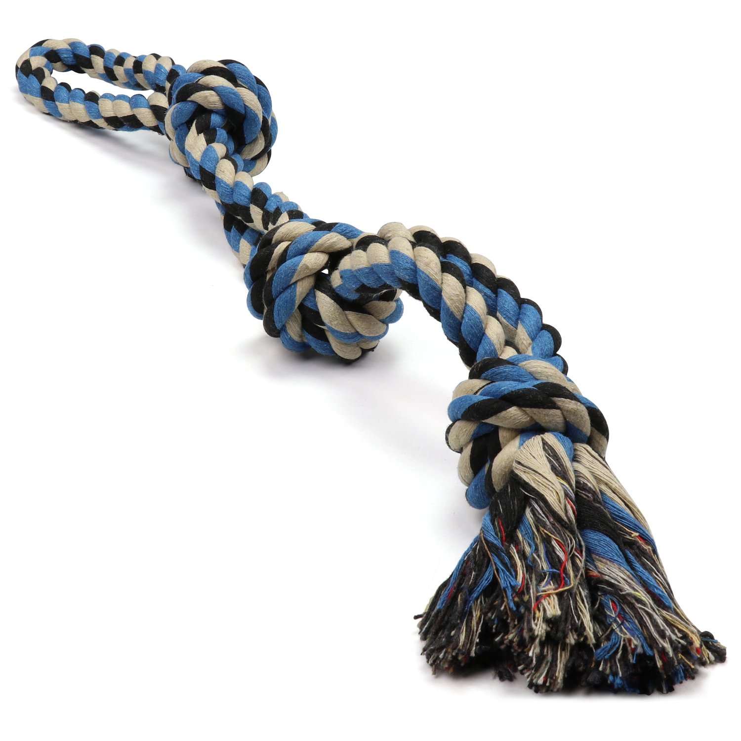 XL Durable Rope Dog Toy for Aggressive Chewers - Nearly Indestructible Chew Toy for Large Dogs, Supports Non-Profit Dog Rescue (Blue) - Perfect for Playtime, Training & Dental Health