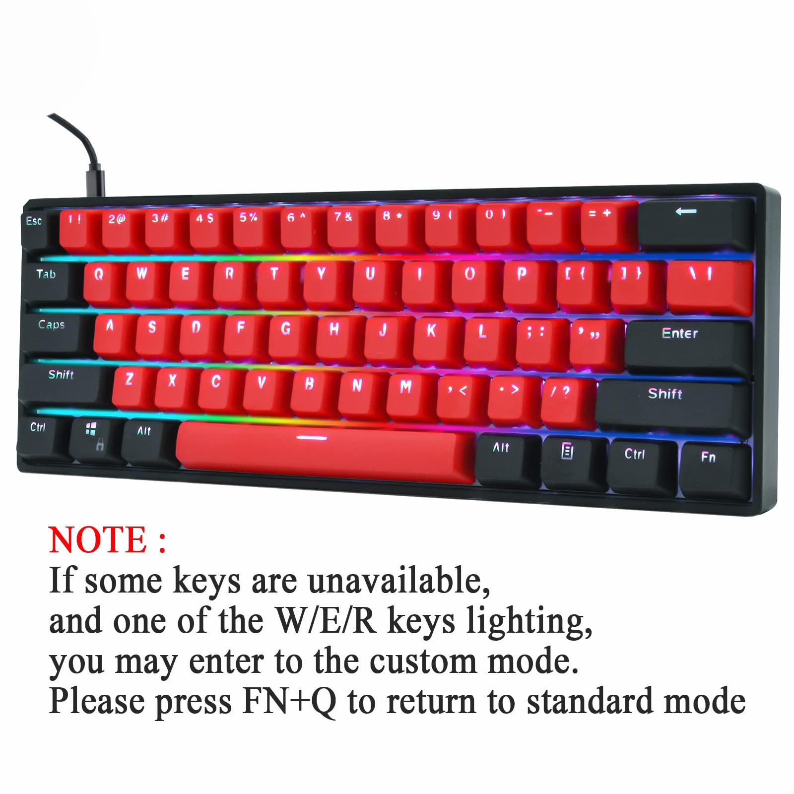 SK61 60% RGB Mechanical Keyboard - Hot Swappable Red Switches for Gaming & Typing
