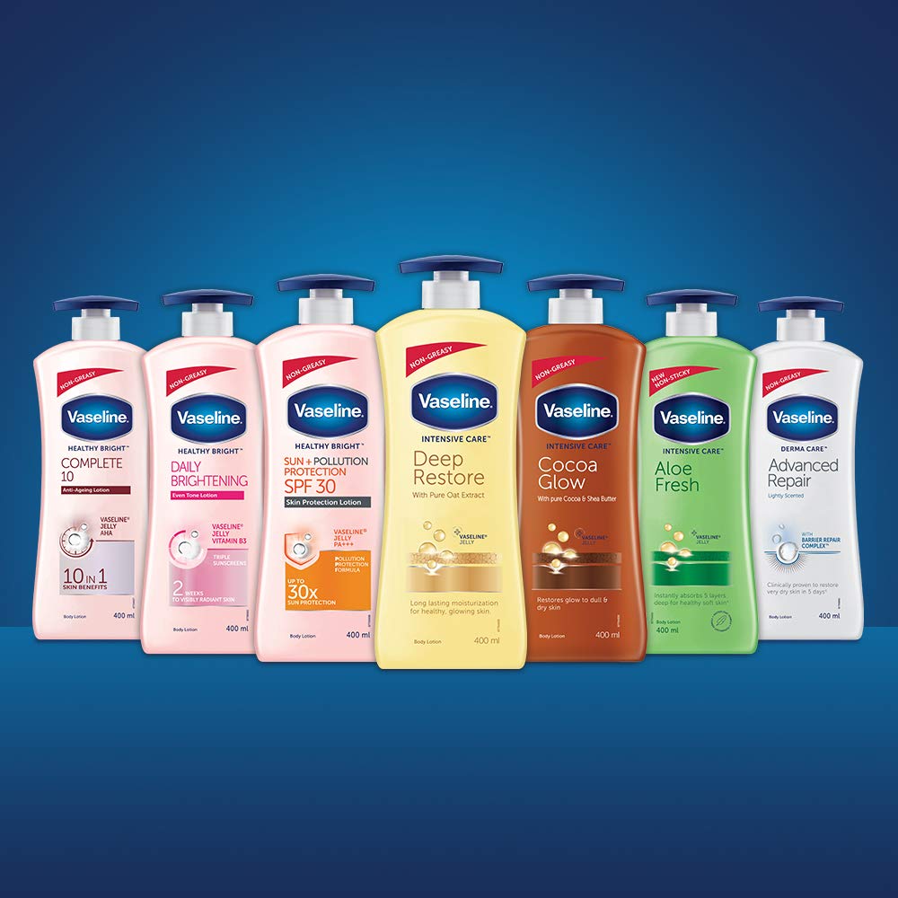 Vaseline Healthy Bright Complete 10 Body Lotion with Vitamin B3, AHA & Pro-Retinol - Anti-Aging Moisturizer for Glowing Skin - 200ml - Perfect for Daily Hydration & Nighttime Skincare Routine