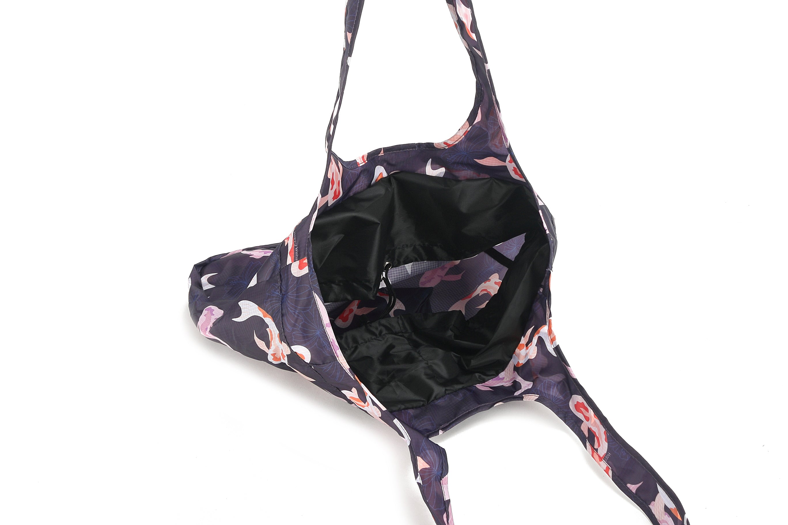 Foldable Tote Bag Jacqueline Koi Navy Blue - Stylish & Portable Reusable Shopping Bag for Groceries, Beach, Travel & Work