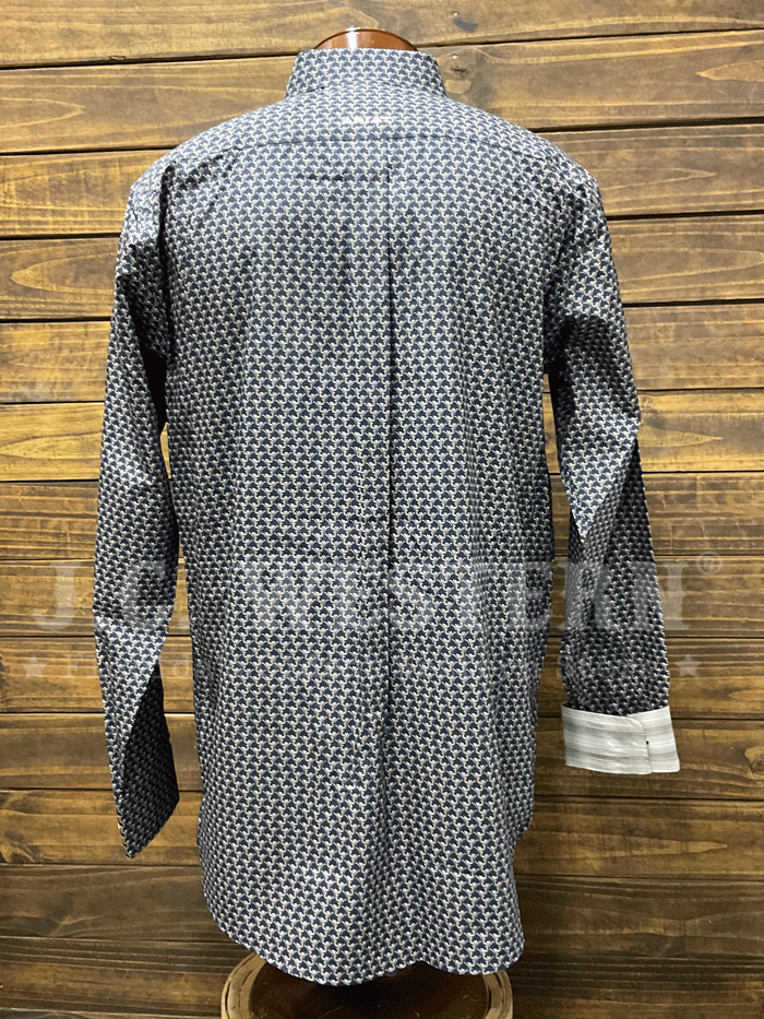 Ariat Men's Wrinkle Free Fields Fitted Shirt - Navy Blue Long Sleeve Casual Button Down for Work, Outdoor & Everyday Wear
