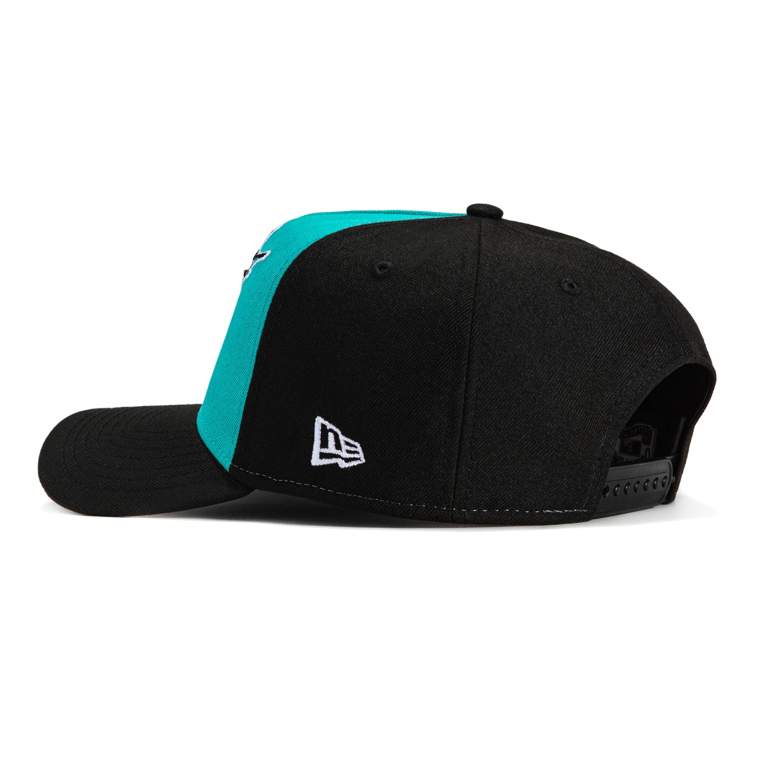 New Era 9Forty A-Frame Miami Marlins Snapback Adjustable Baseball Cap - Black & Teal for Men's Sports Fashion & Game Day Outfits