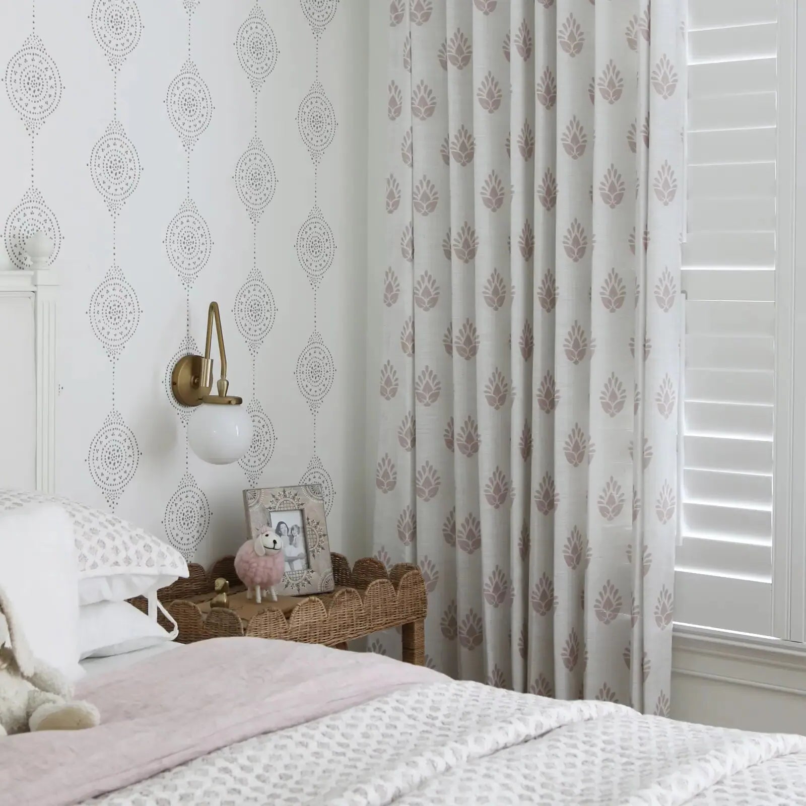 Stefana Silver Print Linen Blend Curtains - Elegant Pleated Drapes for Living Room & Bedroom Window Decor