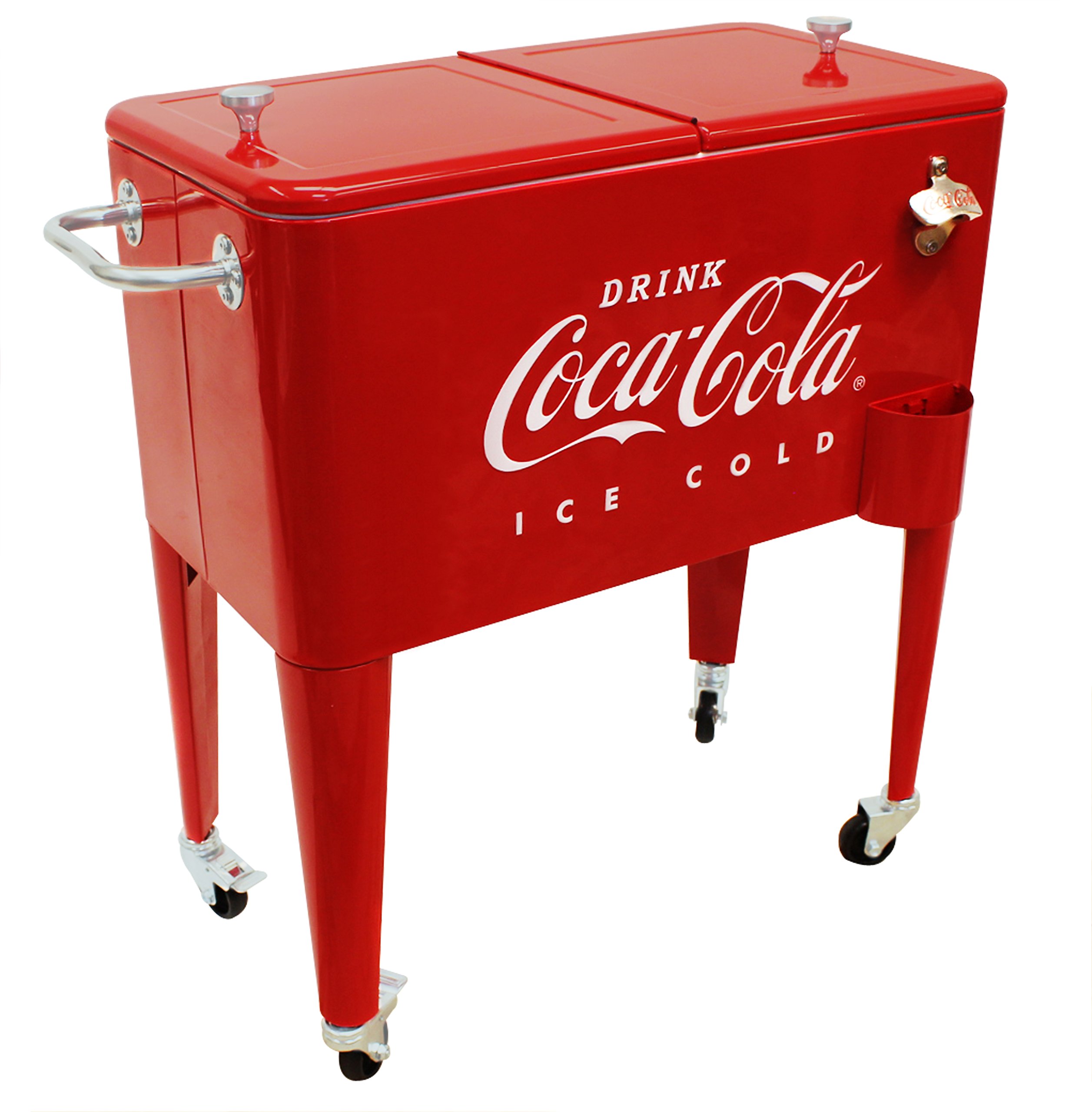 Leigh Country CP 98105 60 Quart Coca-Cola Ice Cold Embossed Cooler - Red | Large Capacity Beverage Cooler for Parties, Picnics, BBQs & Outdoor Events