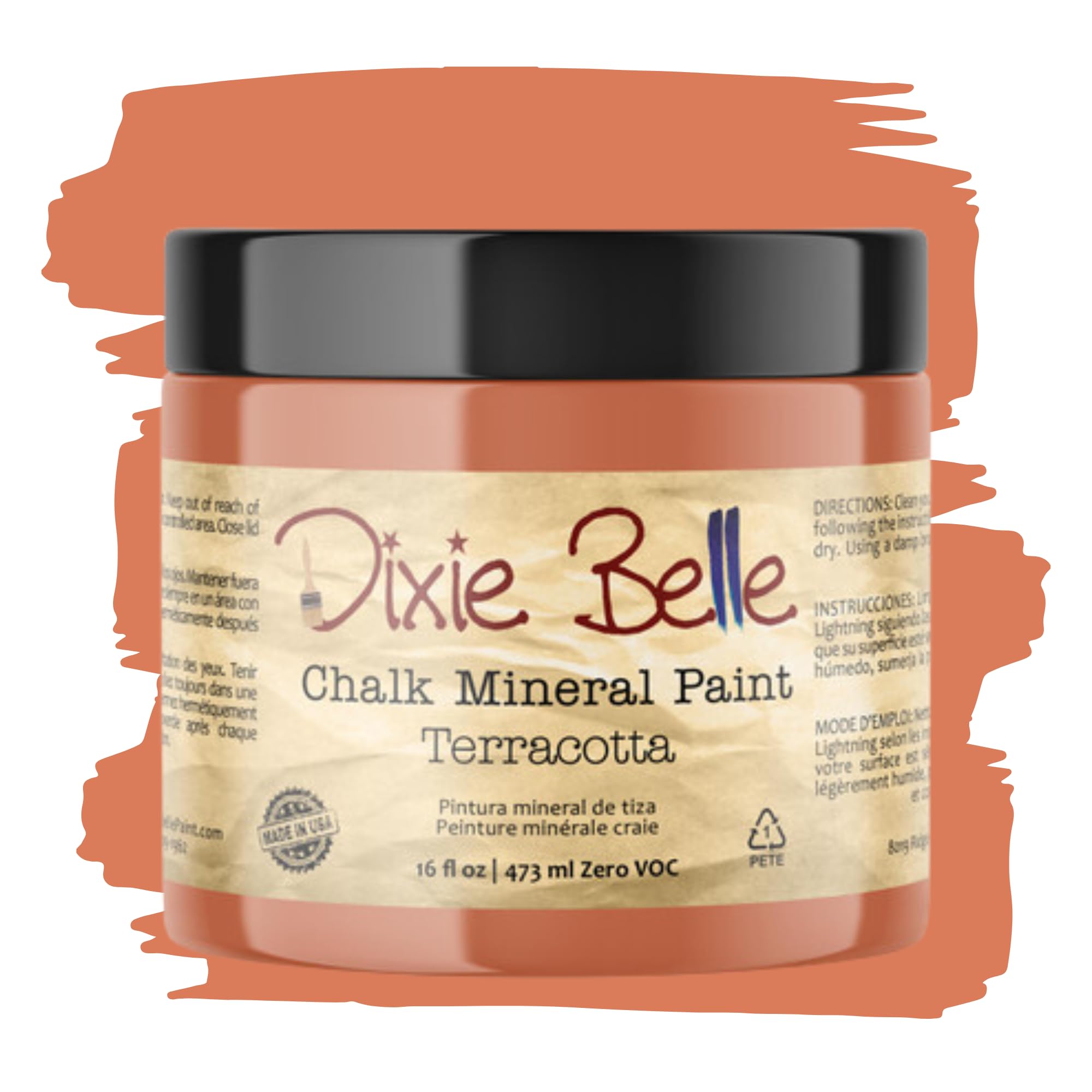 Dixie Belle Chalk Mineral Paint - Terracotta (16oz) | Matte Earthy Orange Furniture Paint for DIY Projects | Perfect for Upcycling Tables, Chairs, Cabinets & Home Decor