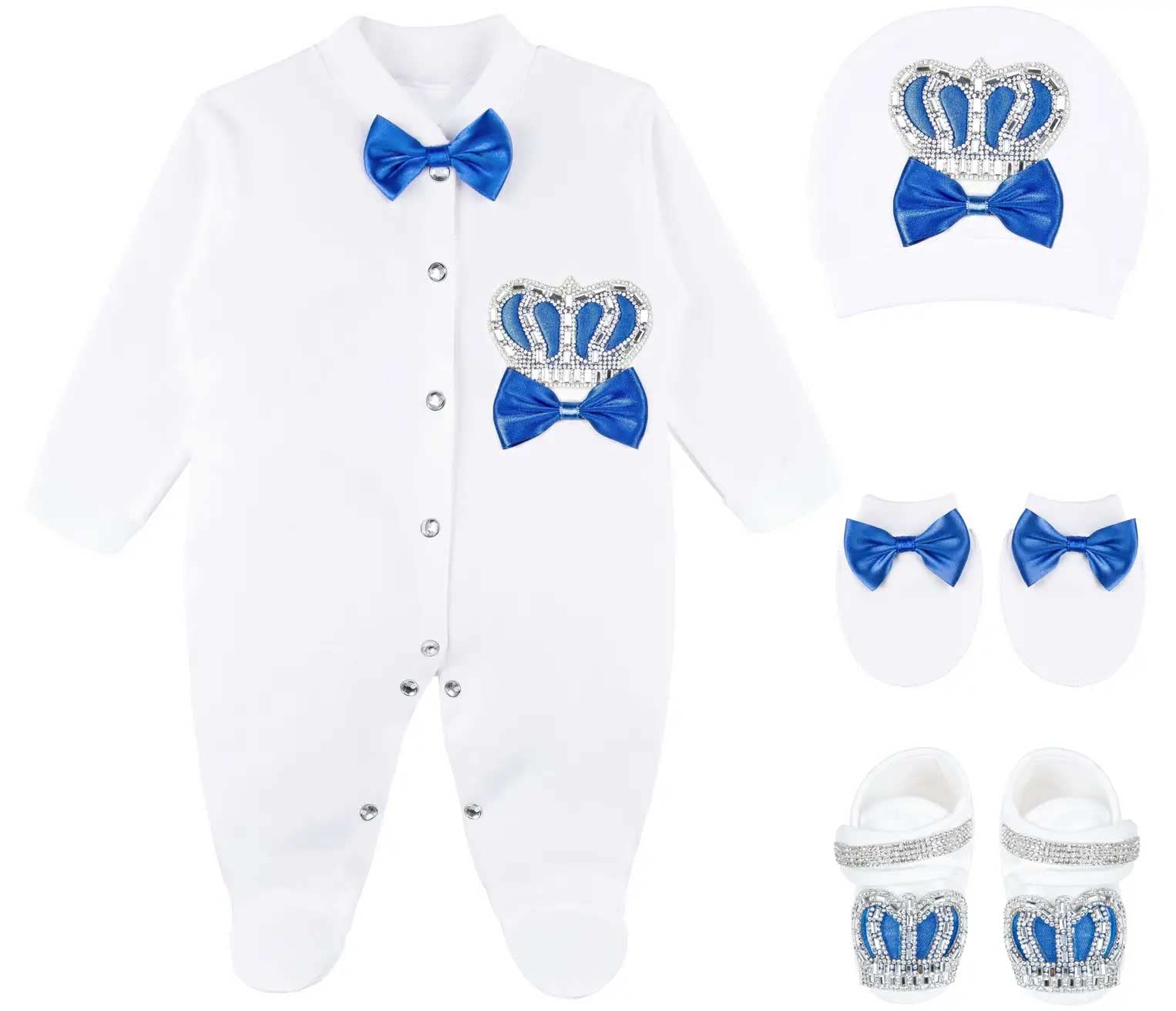 Lilax Baby Boy Newborn Crown Jewels 4-Piece Layette Gift Set - Perfect for Baby Showers, Christenings & Newborn Photography