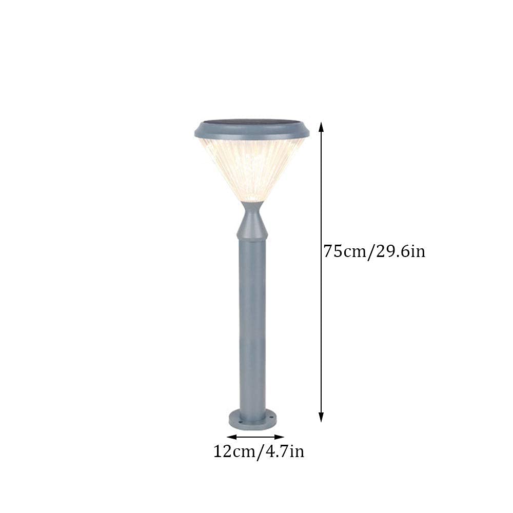75Cm Black Solar Outdoor Lamp Post Lights - Waterproof LED Garden Pole Light for Villa, Street & Wall Decoration - Energy-Saving Household Lighting for Pathways, Driveways & Landscaping (Gray)