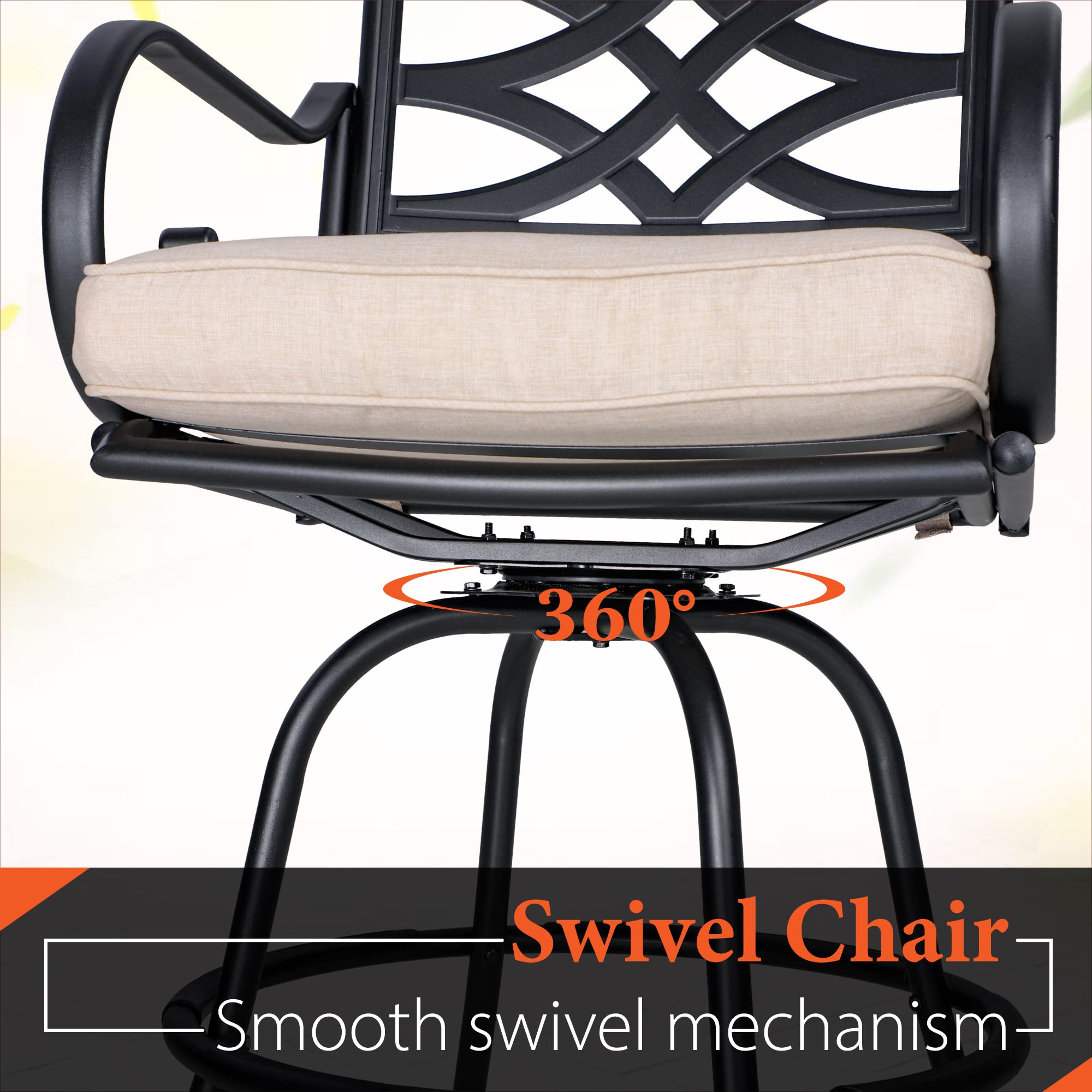 Sophia & William 2-Piece Swivel Bar Stool Set with Seat Cushion - Adjustable Height Counter Stools for Kitchen Island, Outdoor Patio, and Home Bar Decor