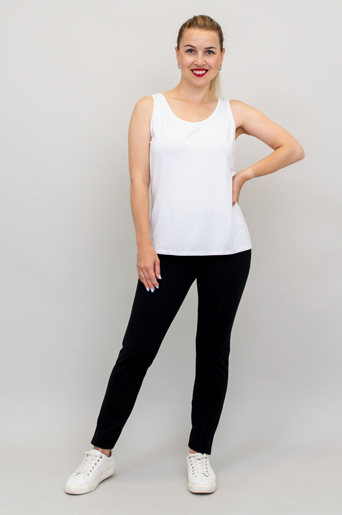 Avalon White Bamboo Tank Top - Women's Soft Breathable Casual Shirt for Summer, Yoga, and Outdoor Activities