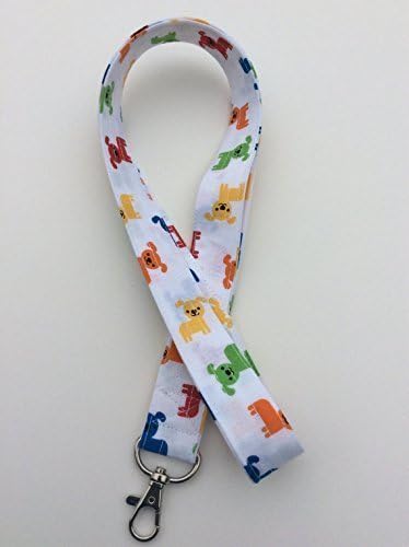 Colorful Fabric Lanyard Keychains - Durable Key Keeper & ID Badge Holder with Adorable Dog Design - Perfect for Office, School, Events, and Security Personnel