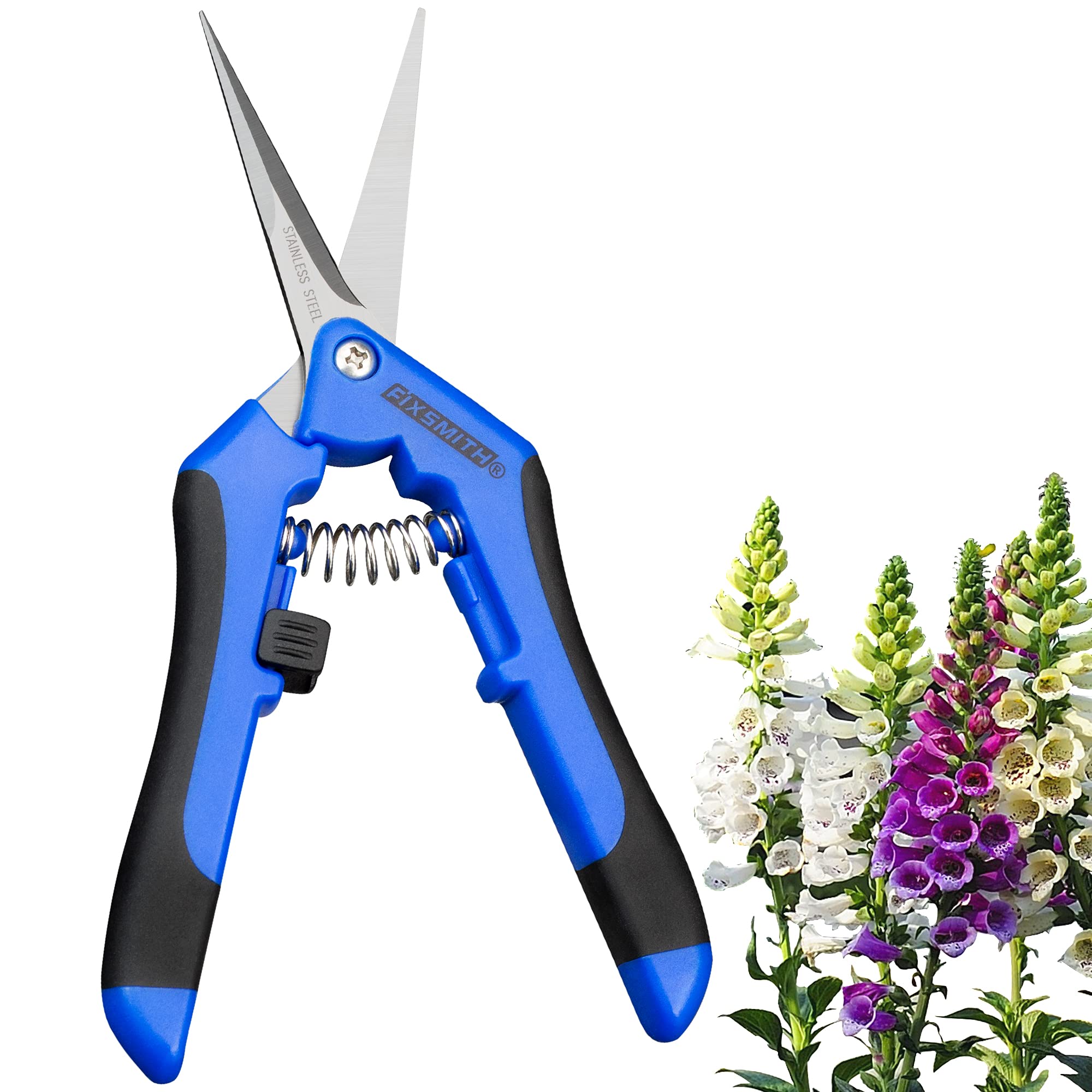 FIXSMITH 6.5 Inch Professional Pruning Shears - Stainless Steel Garden Shears with Precision Blades, Ergonomic Hand Pruner for Trimming, Cutting, and Shaping Plants - Ideal for Gardening, Landscaping, and Outdoor Use (Blue, 1-Pack)