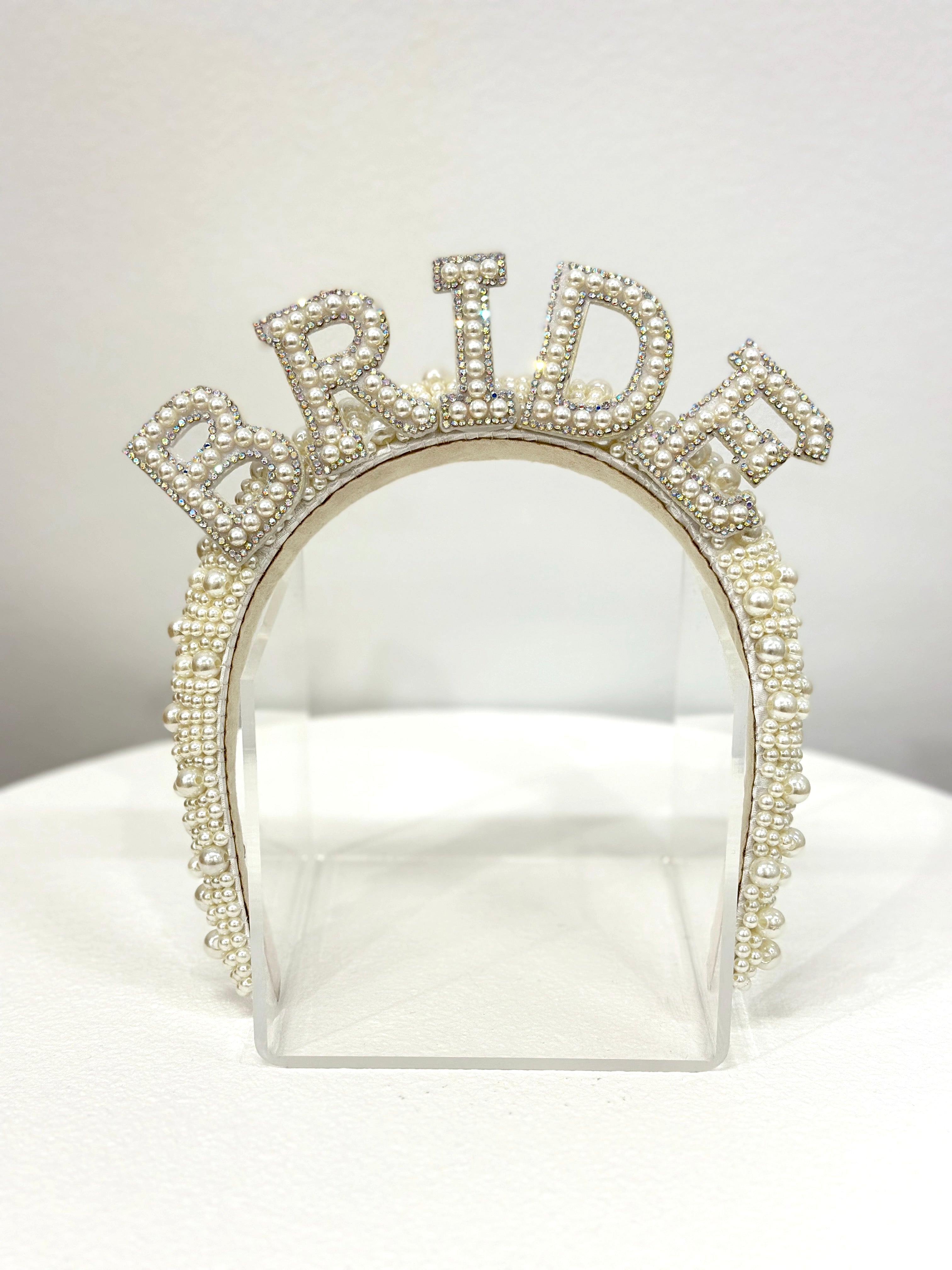 Pearl BRIDE Headband for Women - Elegant Crystal Bridal Hair Accessories for Weddings, Prom, Parties & Special Occasions