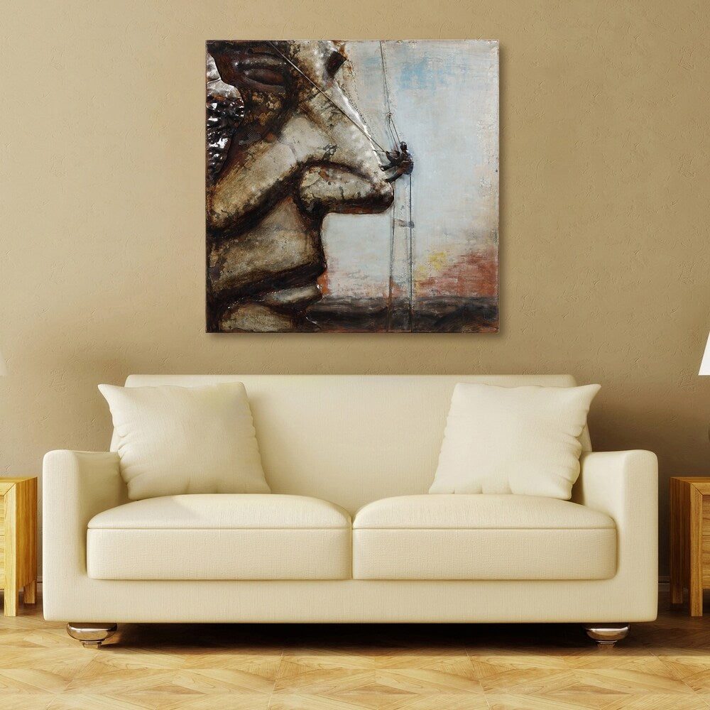 Ascent on Rushmore Mixed Media Iron Hand-Painted 3D Wall Art - Mountain Landscape Decor for Living Room, Bedroom & Office