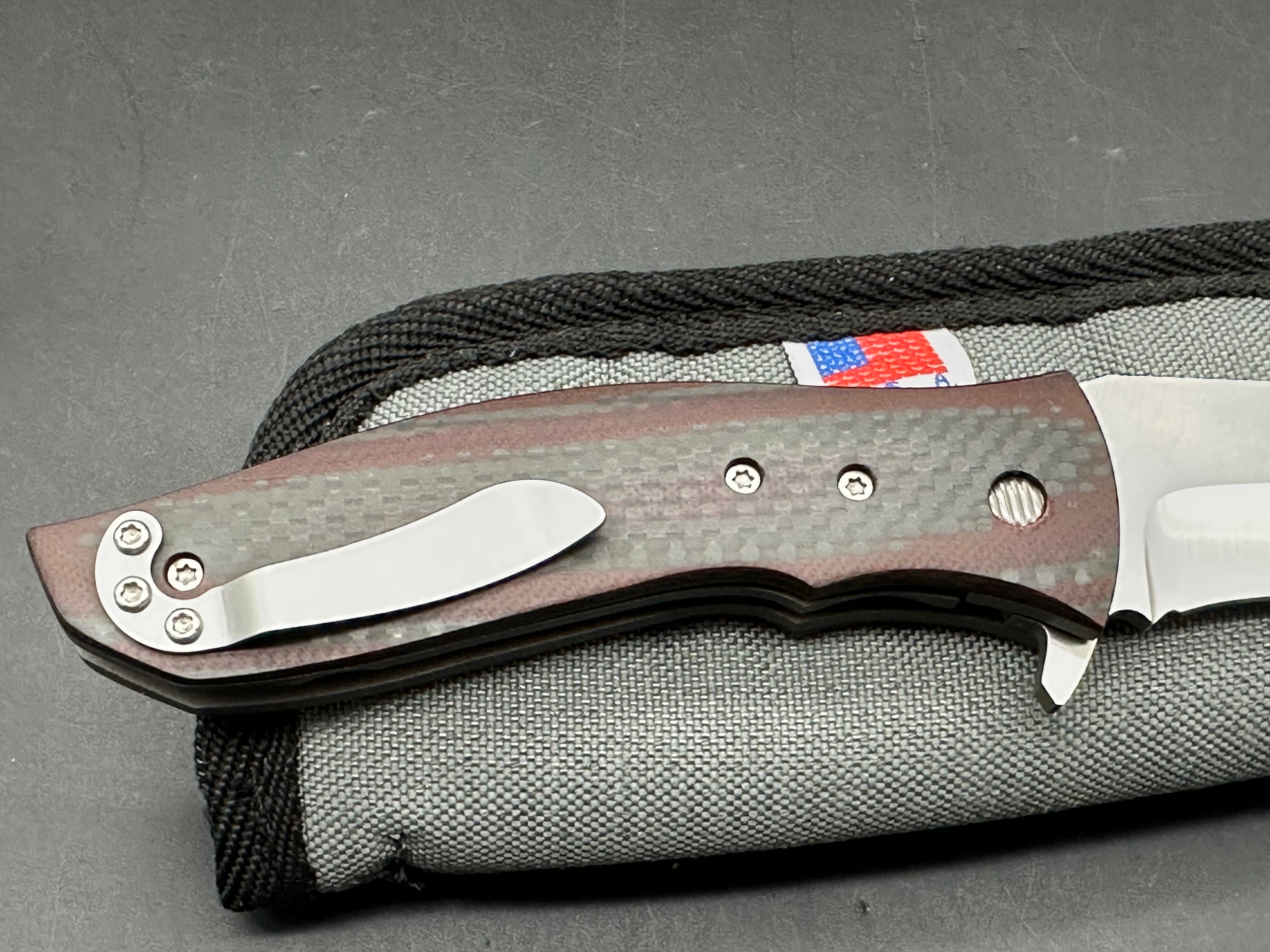 Greg Lightfoot Custom Bullwhip with CPM 154 Steel Blade & Red Carbon Fiber Handle - Perfect for Outdoor Adventures, Survival Gear, and Collectors