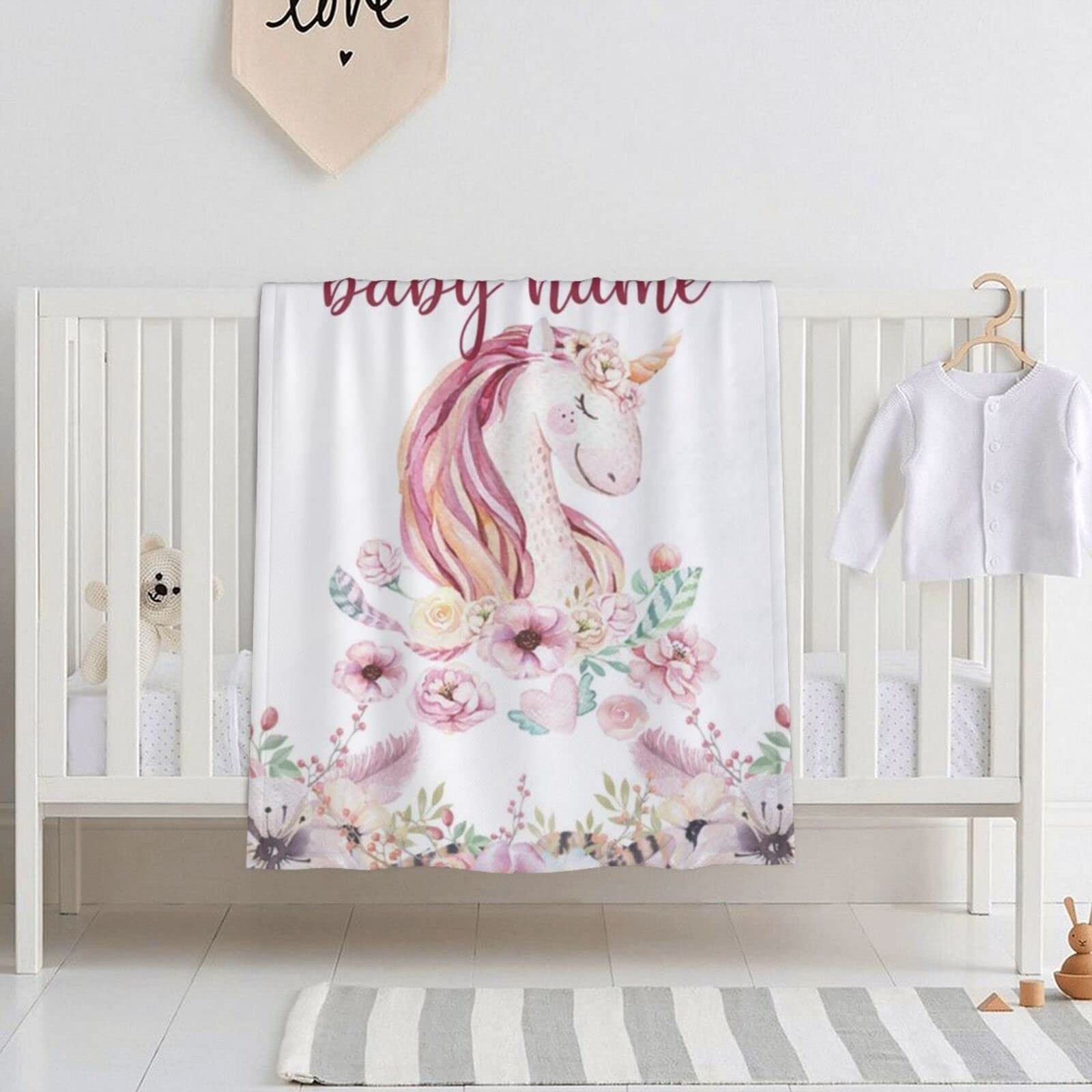 Personalized Baby Blanket with Name - Custom Embroidered Baby Girl Gift Set, Soft Newborn Blanket for Nursery, Christening & Photo Shoots - Perfect Baby Shower Present & Must-Have Infant Essentials