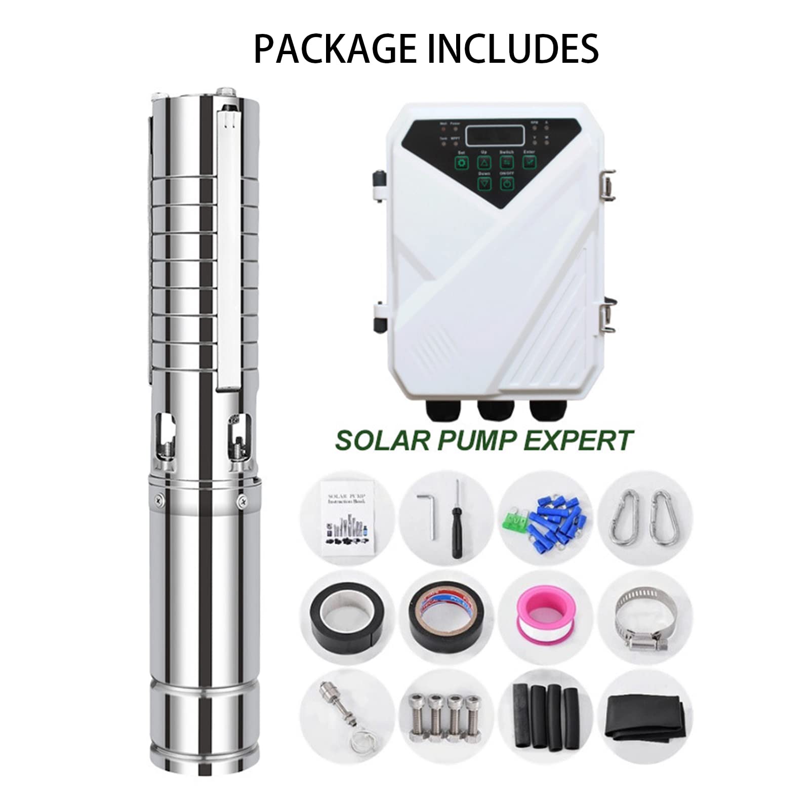 4 Inch Solar Water Pump with MPPT Controller & Float Switch - Solar Powered Deep Well Submersible Pump for Home, Farm & Industrial Use | Irrigation, Livestock Watering, Garden & Off-Grid Applications