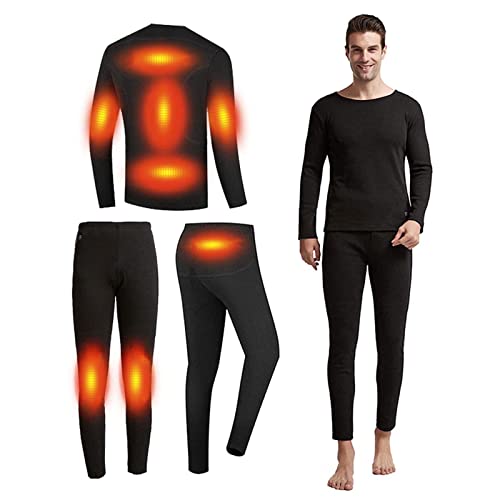 USB Heated Thermal Underwear Set for Men - Electric Heated Pants & Shirt with USB Power - Winter Warm Base Layer for Outdoor Activities, Camping, Skiing & Cold Weather Travel