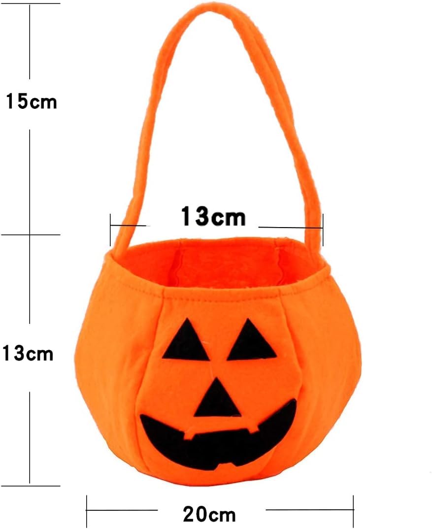 Halloween Pumpkin Trick or Treat Bags for Kids - 2 Pack Reusable Non-Woven Candy Collection Buckets - Perfect for Halloween Parties, Trick or Treating & Holiday Decorations