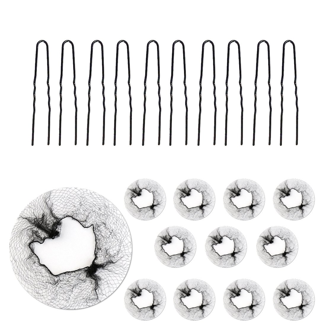 Rapidsflow® Black Nylon Hairnet - 12 Pack Juda Hair Nets for Food Service, Salon & Healthcare Professionals | Disposable Hair Cover for Hygiene & Safety