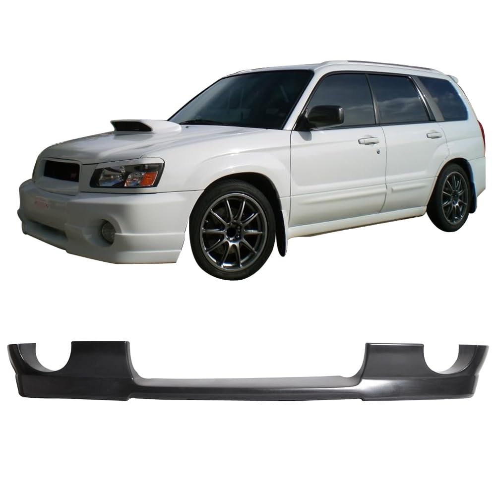 IKON MOTORSPORTS Front Bumper Lip Spoiler for 2003-2005 Subaru Forester SG5 | DS Style PU Black Splitter | Enhances Aerodynamics & Sporty Look | Perfect for Street Racing & Car Shows