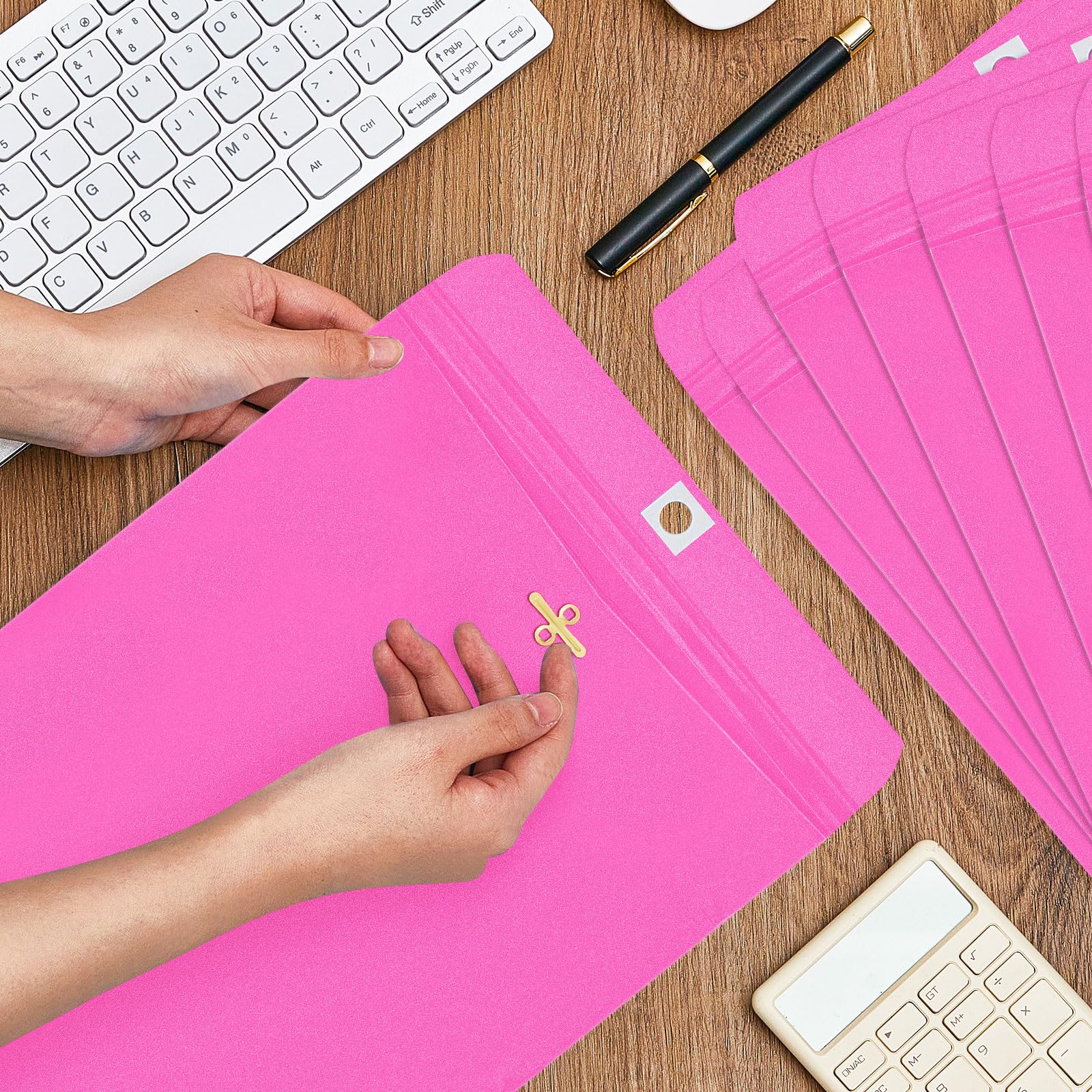 Geyee 100 Pcs Colored Manila Clasp Envelopes with Gummed Seal - 9 x 12 Inch Rose Pink for Home, Office & Business - Perfect for Mailing, Document Storage & Organizing Files