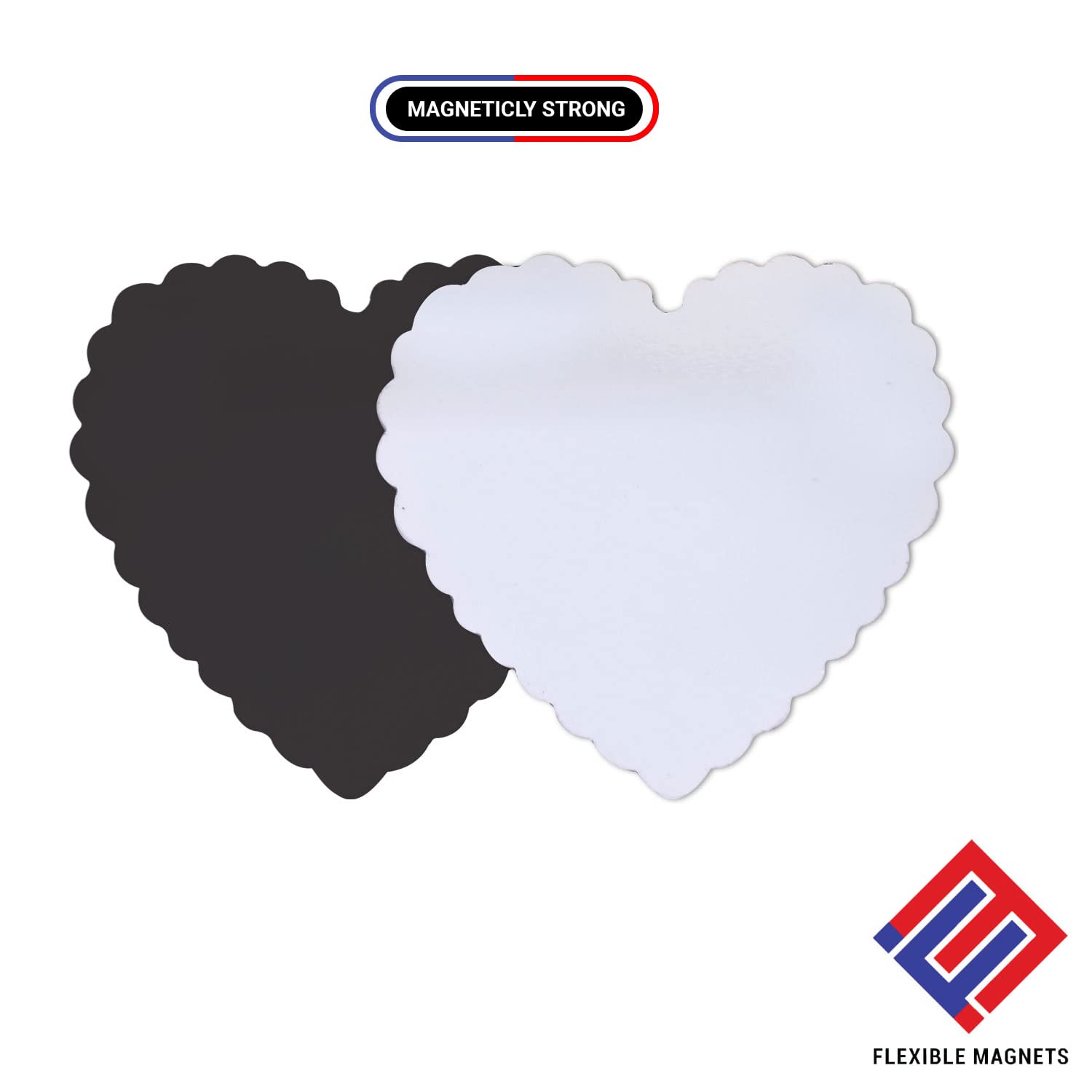 Flexible Dry Erase Magnetic Shelf Labels - 10 Pack Heart Shaped White 2