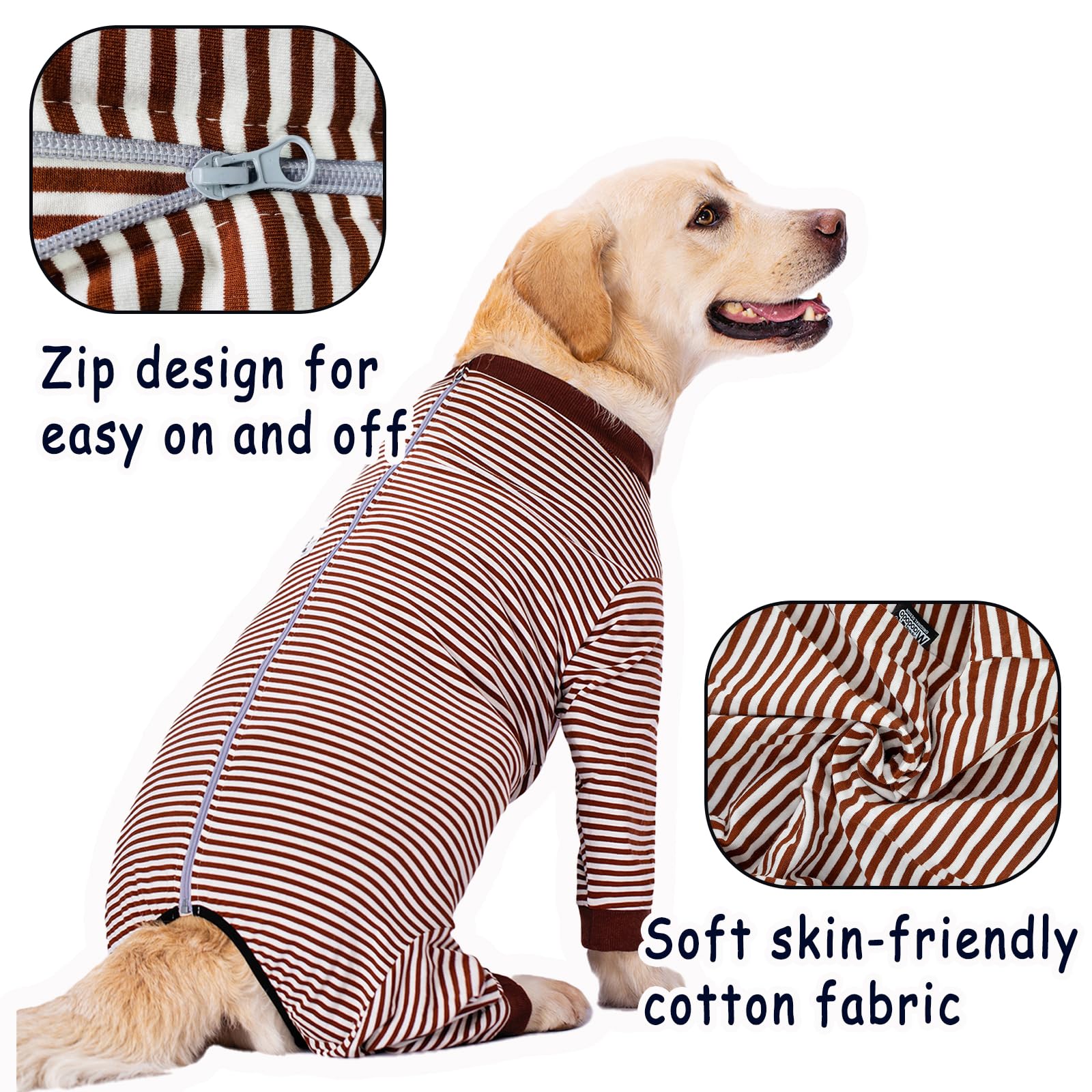 Post Surgery Dog Onesie with Zipper - Full Body Dog Recovery Suit for Large & Medium Dogs - Male/Female Dog Surgery Suit After Spay - Soft Dog Pajamas for Comfortable Healing - Perfect for Post-Op Care & Wound Protection