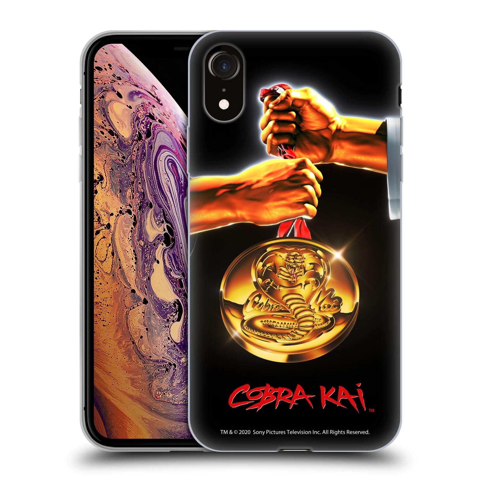 Officially Licensed Cobra Kai Gold Medal Graphics Soft Gel Case for Apple iPhone XR - Durable Protective Phone Cover for Fans, Perfect for Daily Use, Sports & Gifting