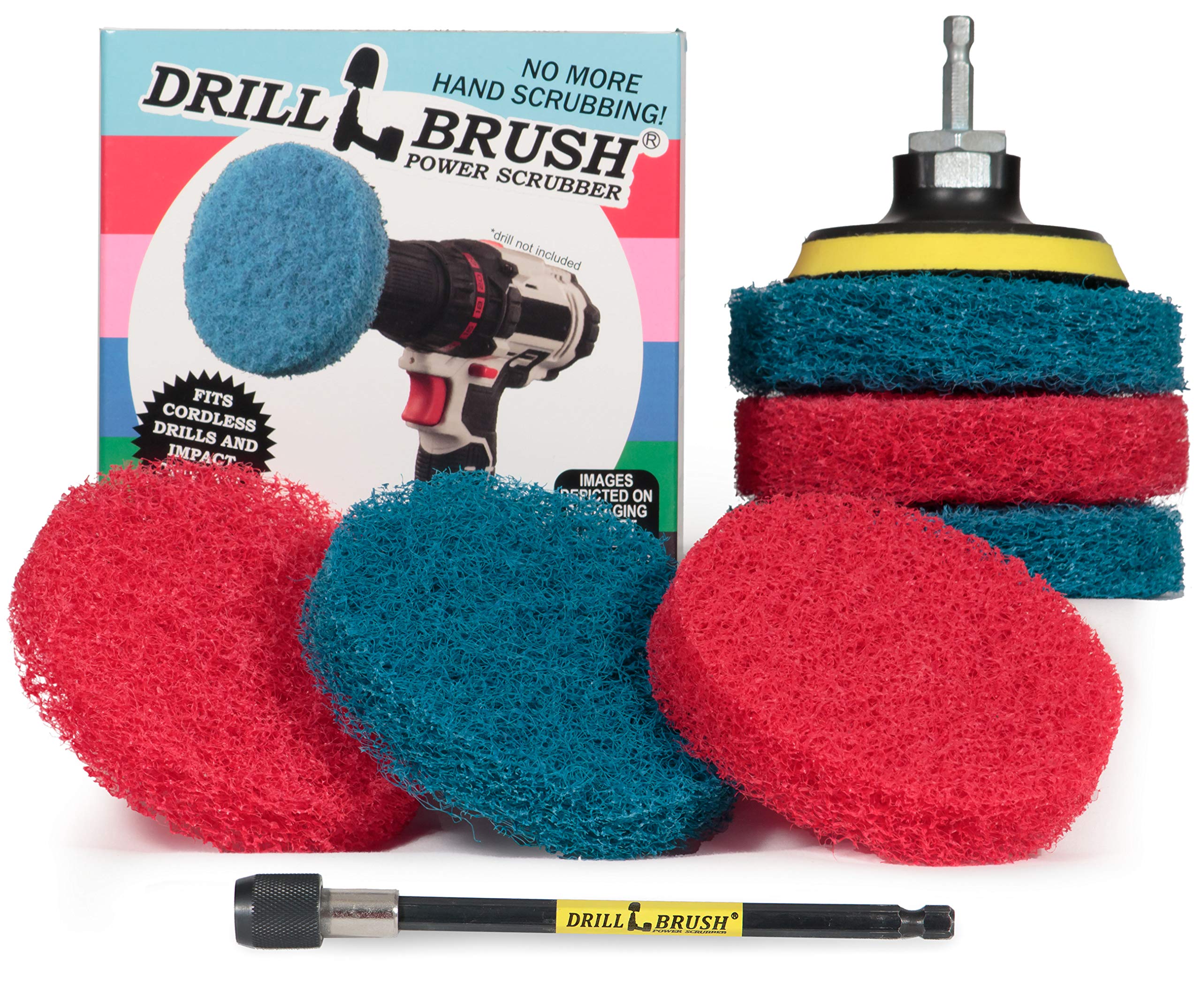 Power Scrubber Drill Brush Set - 4PC Heavy Duty Cleaning Pads for Kitchen & Bathroom - Stove, Oven Rack, Sink, Shower & Vinyl Floor Deep Cleaning - Drill Attachment for Effortless Scrubbing